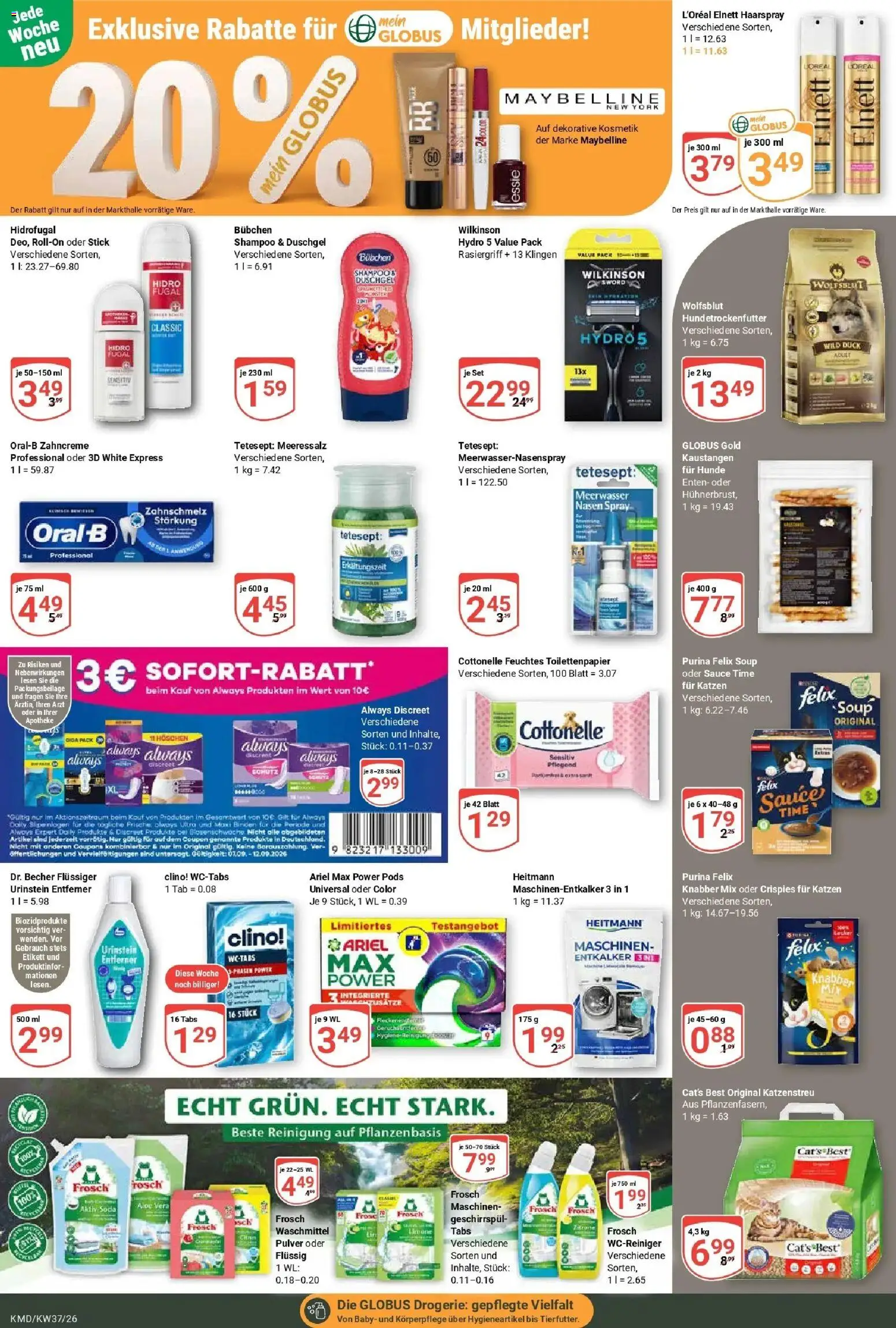 Globus Prospekt Köln – gültig ab 07.09.2026 | Seite: 24 | Produkte: Haarspray, Duschgel, Waschmittel, Toilettenpapier