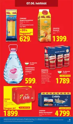 KÖBÁNYAI Világos sör*, Alkoholtartalom: 4,3%, Kizárólag 6 db-os össszecsomagolásban vásárolható meg!, +6x50 Ft betétdíj, 6 x 0,5l; 1l = 597 Ft - amely érvényes a következő dátumtól: 2026.07.02. | Oldal: 81 | Termékek: Spagetti, Cola, Sör