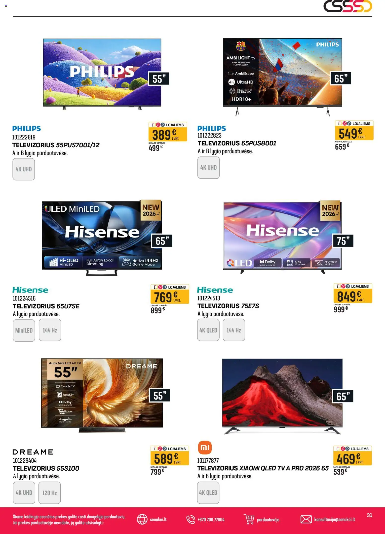 Senukai akcijos nuo 2026.09.23 | Puslapis: 31 | Prekių: Tv, Televizorius
