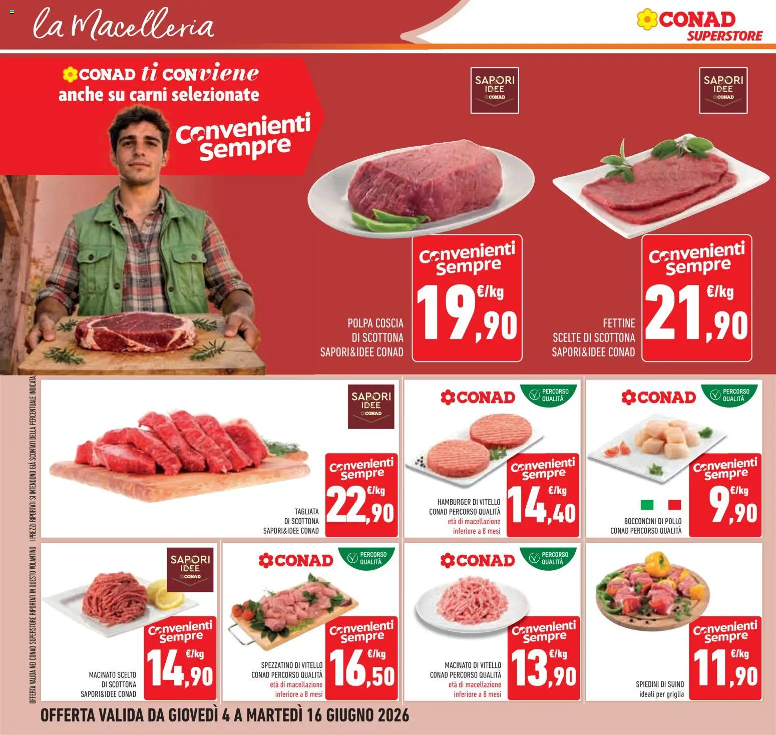 Volantino Conad del 04.06.2026 | Pagina: 14 | Prodotti: Pollo, Suino, Griglia, Spiedini