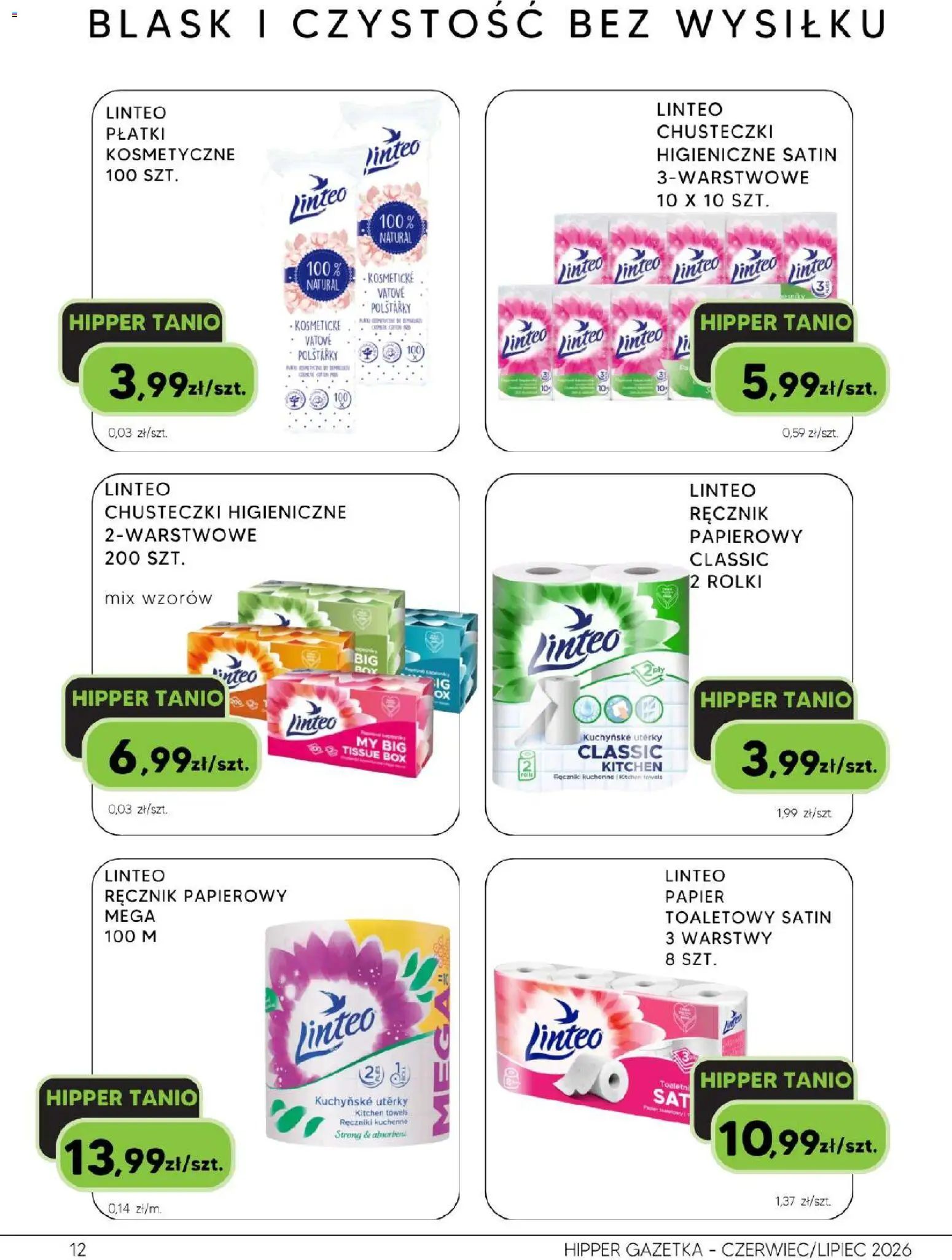 Hipper gazetka od 26.06.2026 | Strona: 12 | Produkty: Ręczniki kuchenne, Rolki, Płatki, Ręcznik papierowy