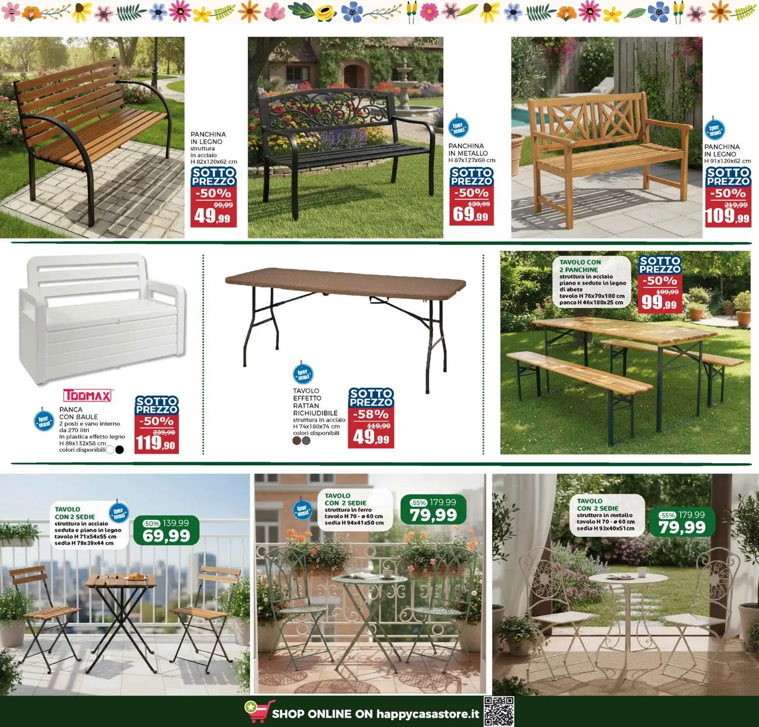 Volantino Happy Casa del 13.05.2026 | Pagina: 20 | Prodotti: Panca, Panchina, Baule, Sedia