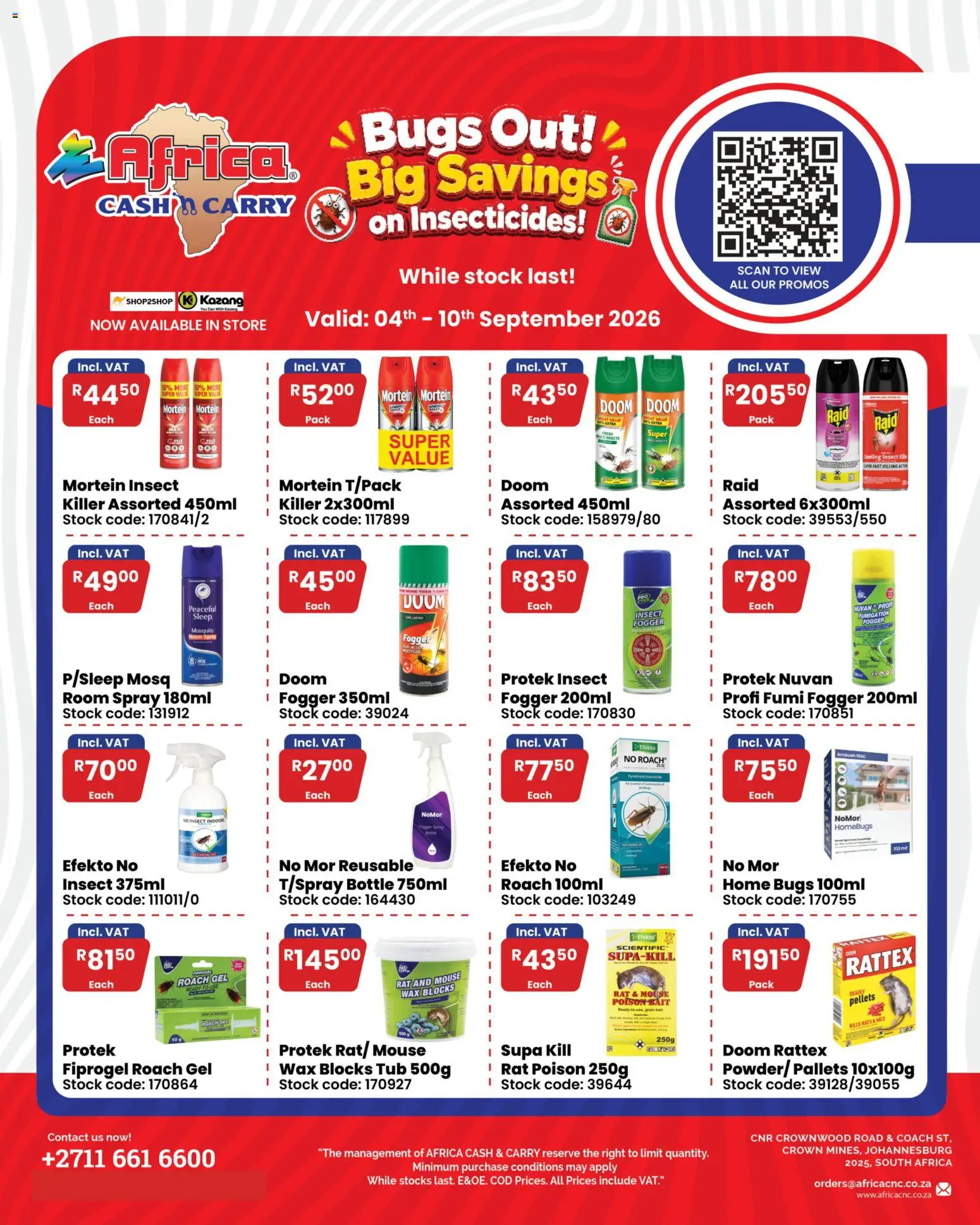 New Africa Cash & Carry catalogue – valid from 04/09/2026 | Page: 1 | Products: Room spray, Mouse, Wax, Stock