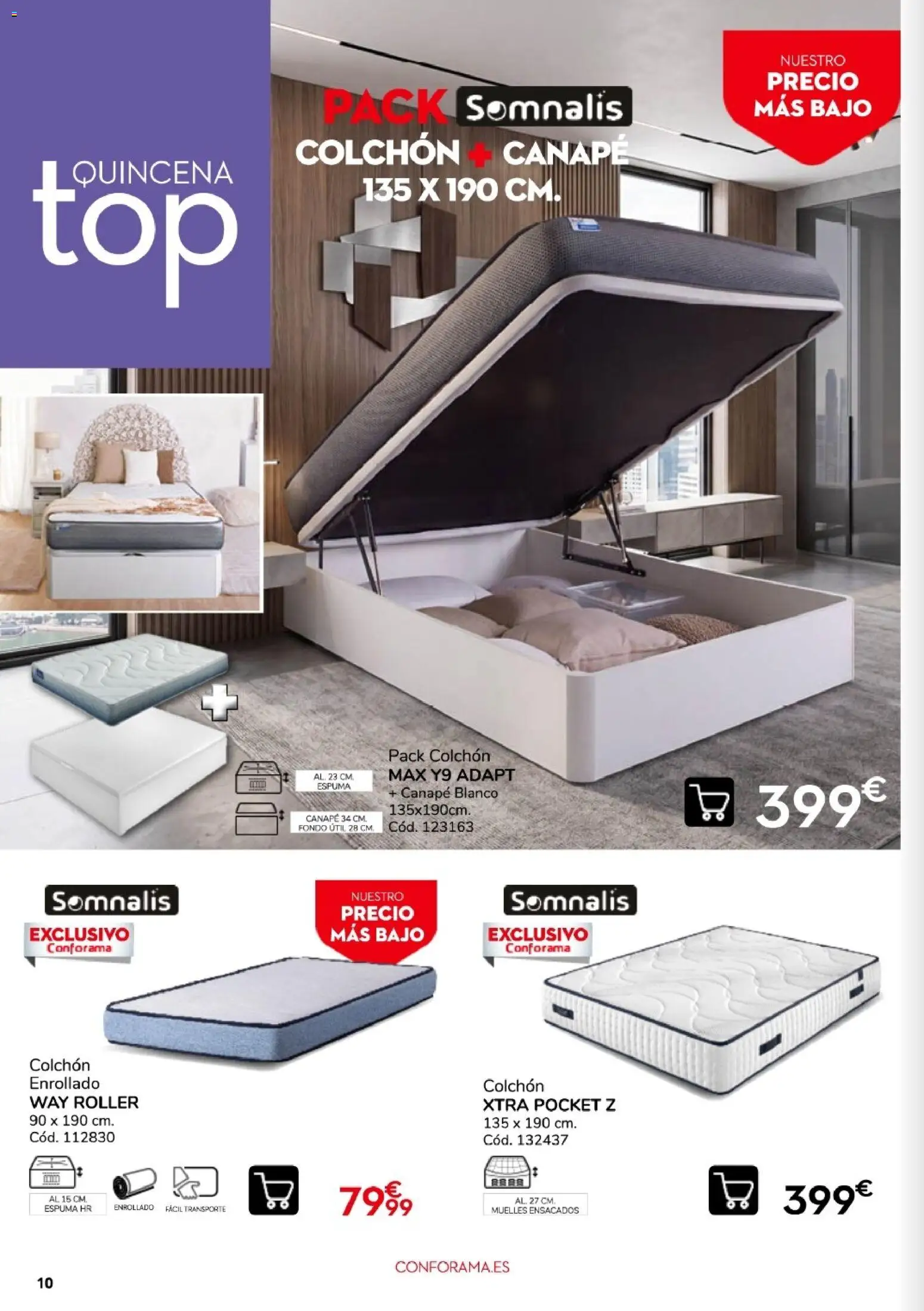 Conforama Quincena top │ válido desde el 10/09/2026 | Página: 10 | Productos: Espuma, Colchon