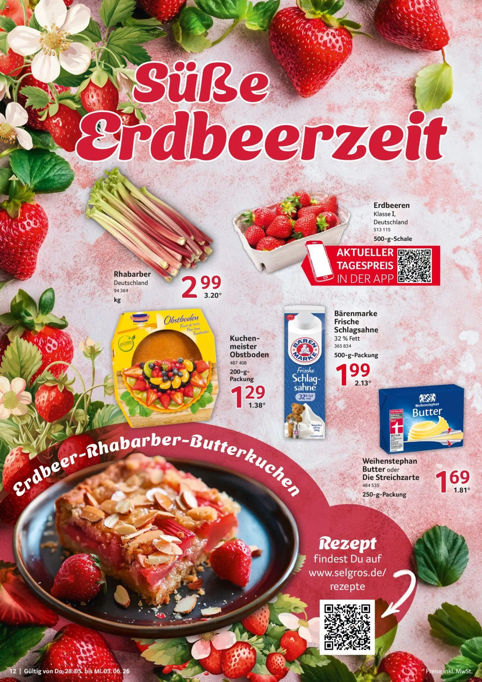 Selgros Prospekt – gültig ab 28.05.2026 | Seite: 12 | Produkte: Schlagsahne, Weihenstephan butter, Rhabarber, Sahne