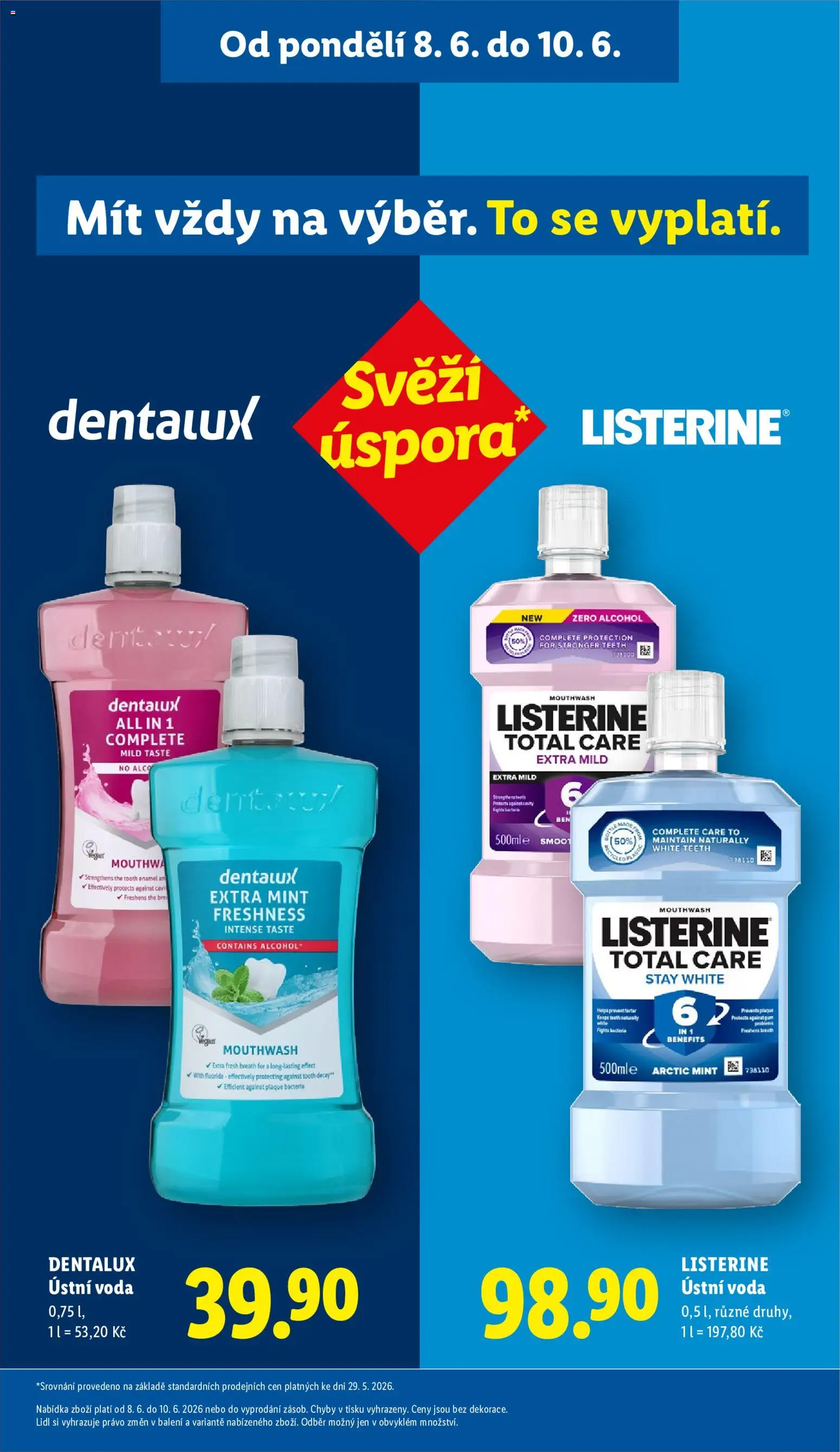 Lidl leták od 11.06.2026 | Strana: 49 | Produkty: Ústní voda, Voda, Listerine