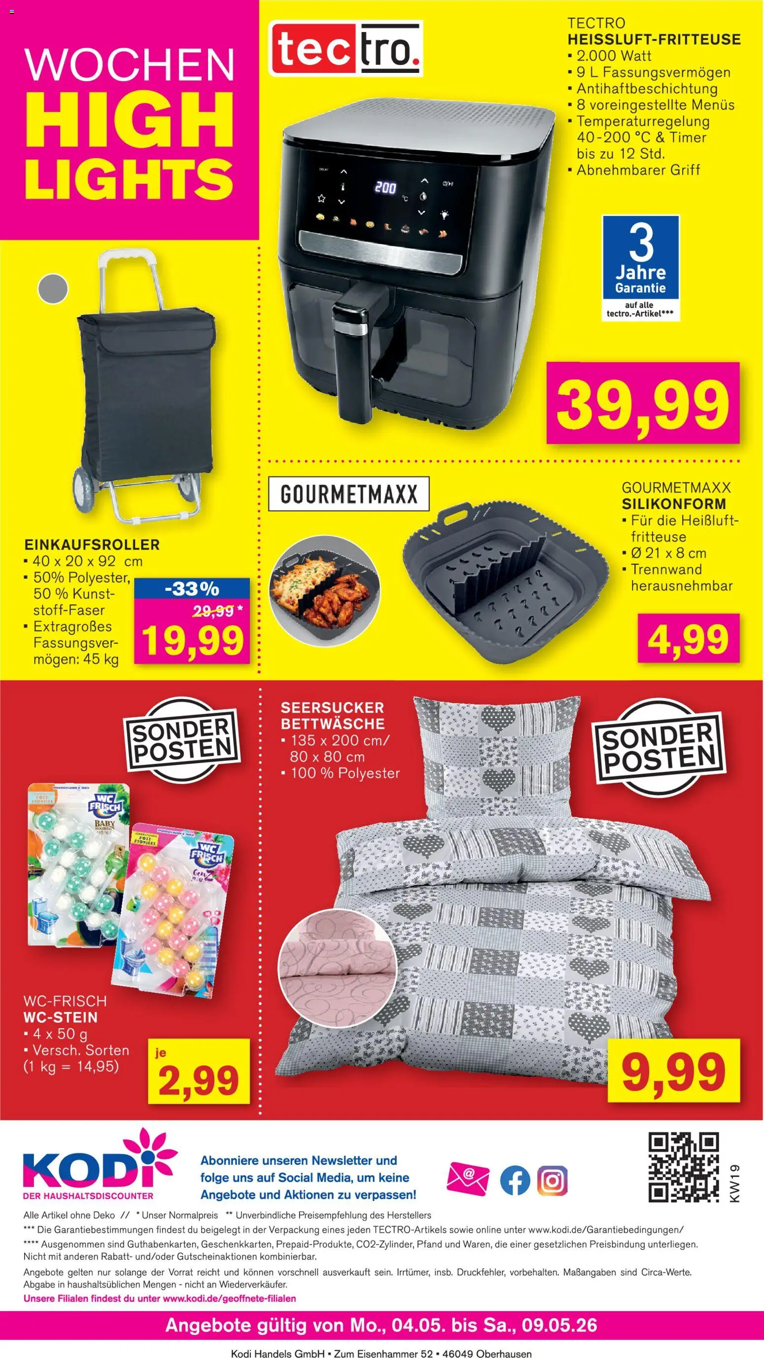 KODi Prospekt 	 – gültig ab 04.05.2026 | Seite: 12 | Produkte: Bettwäsche, Fritteuse, Heißluftfritteuse