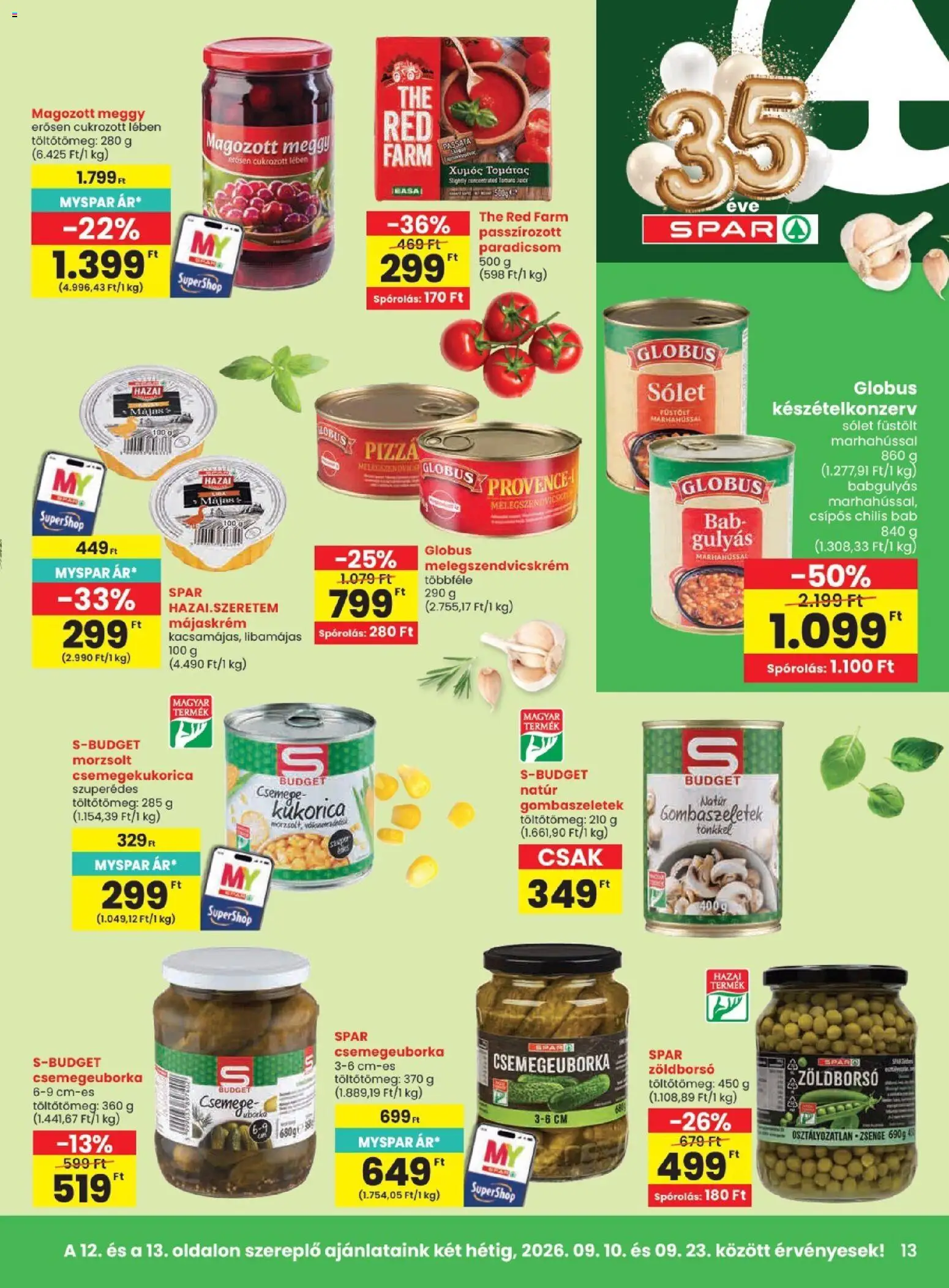 Spar akciós ujság - amely érvényes a következő dátumtól: 2026.09.10. | Oldal: 13