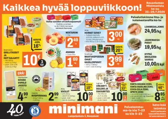 Minimani-mainoslehti voimassa 22/07/2026 alkaen | Sivu: 1 | Tuotteet: Vadelma, Virvoitusjuomat, Pekoni, Juusto
