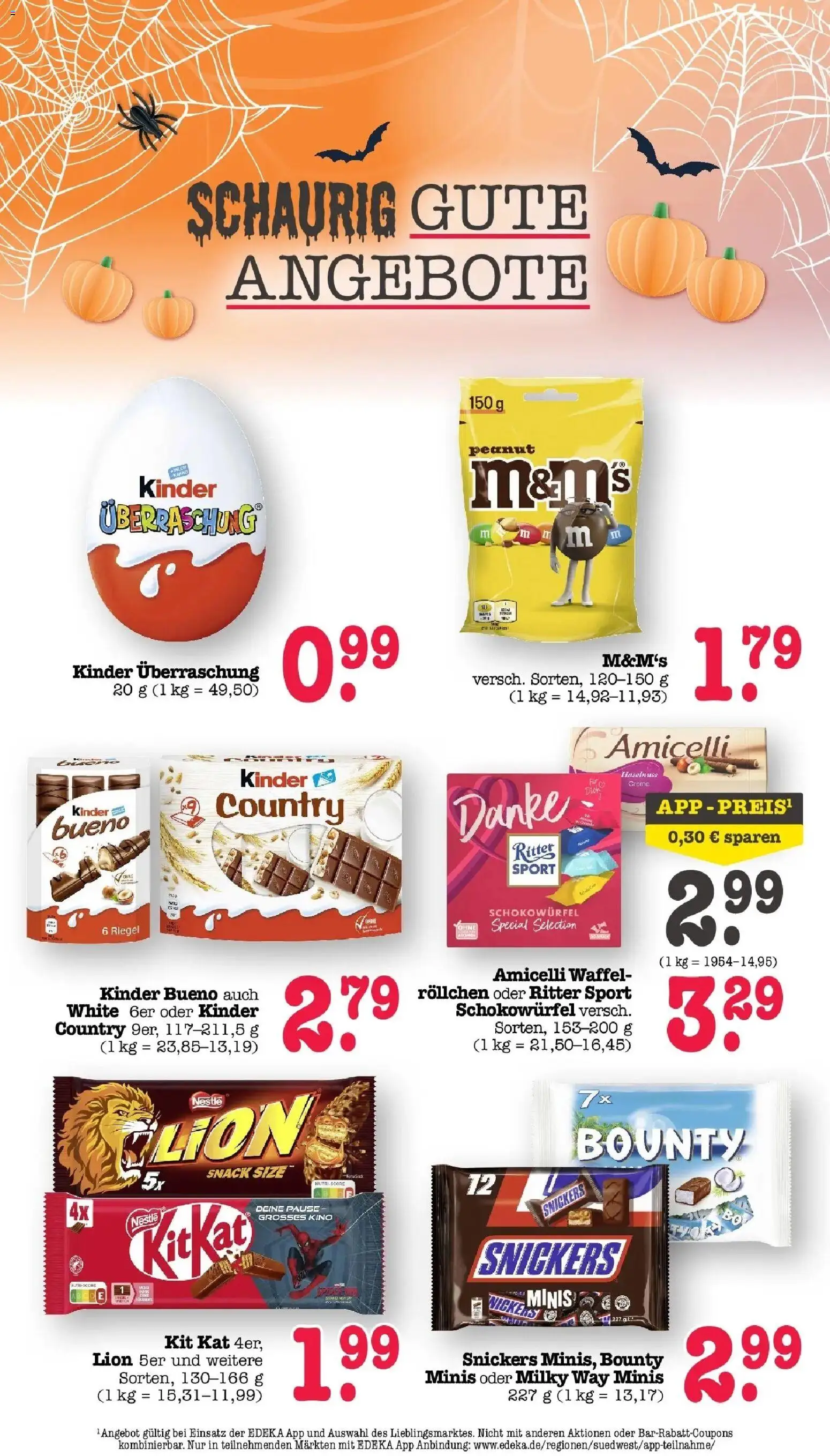 E center Prospekt Achern (ab 26.10.2026) zum Blättern | Seite: 34 | Produkte: Ritter sport, Kinder bueno, Snickers, Kinder country