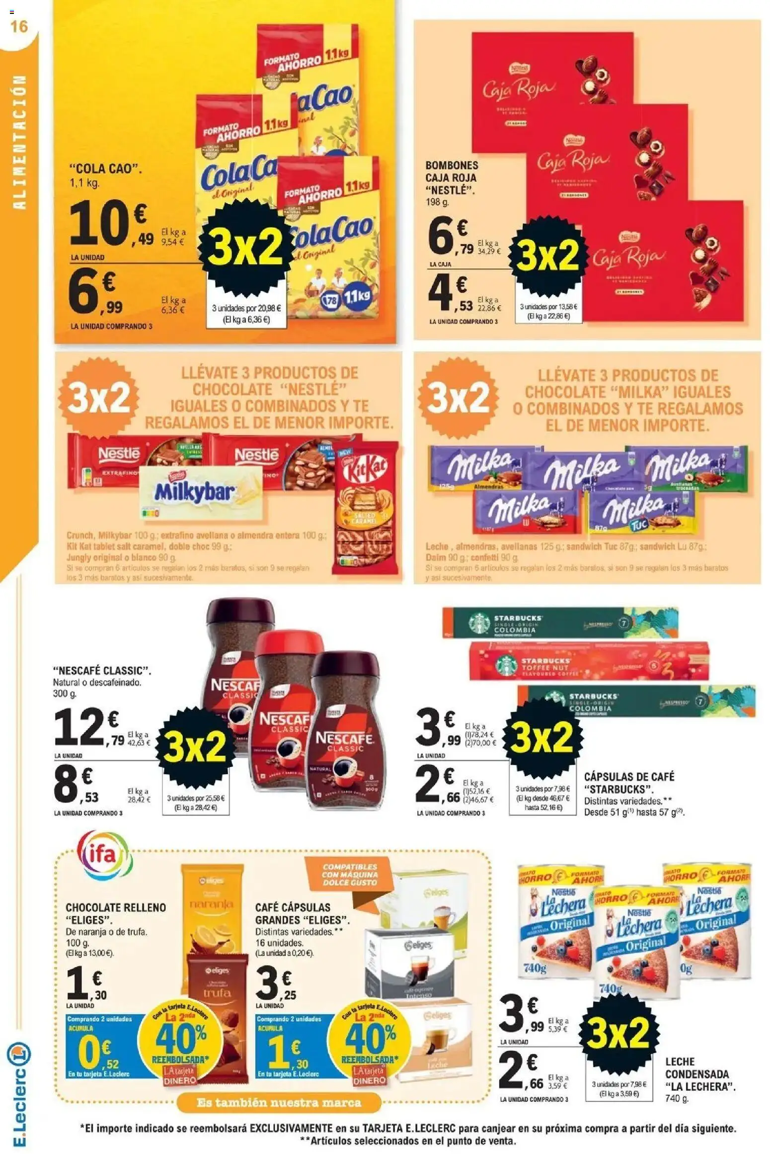 E.Leclerc Megames 3X2 21/10/2026 - 01/11/2026 | Página: 16 | Productos: Café, Té, Tablet, Almendras