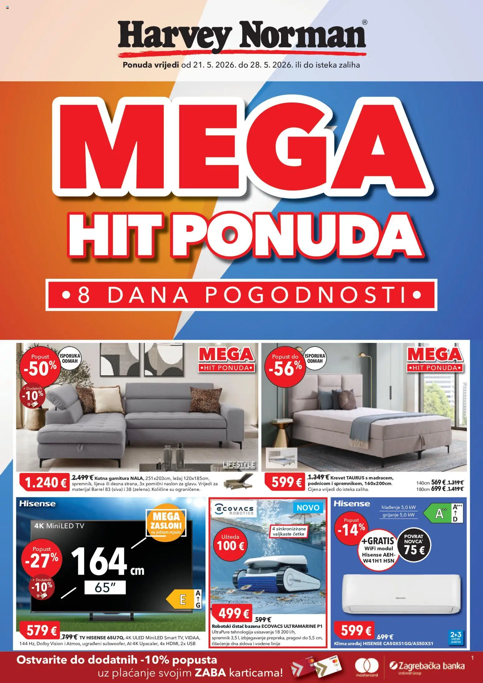 Harvey Norman katalog | vrijedi od 21.05.2026 | Stranica: 1 | Proizvodi: Krevet, Klima uređaj, Klima, Tv