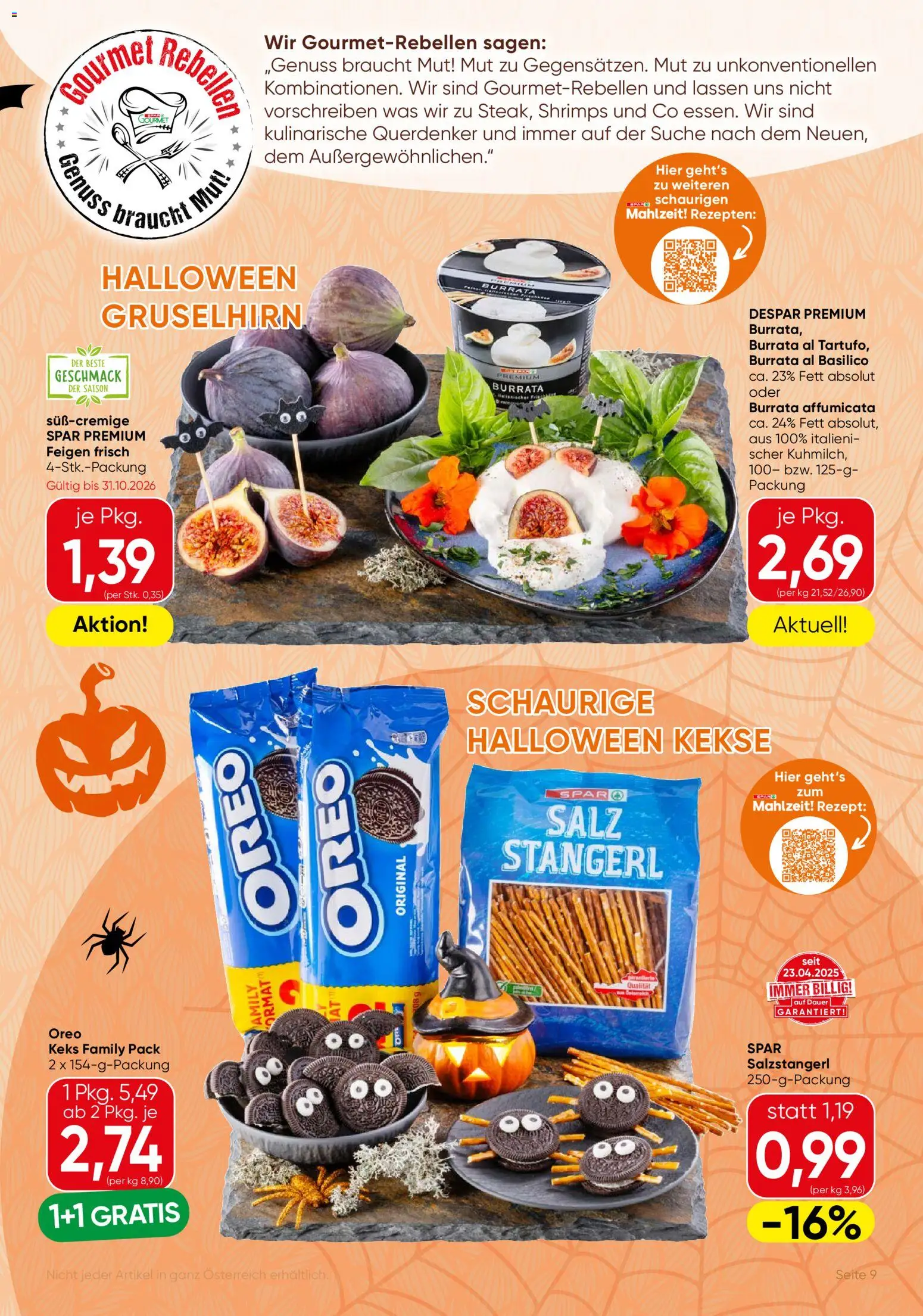 SPAR Gourmet Flugblatt gültig ab 22.10.2026 | Seite: 9 | Produkte: Kekse, Salz, Feigen