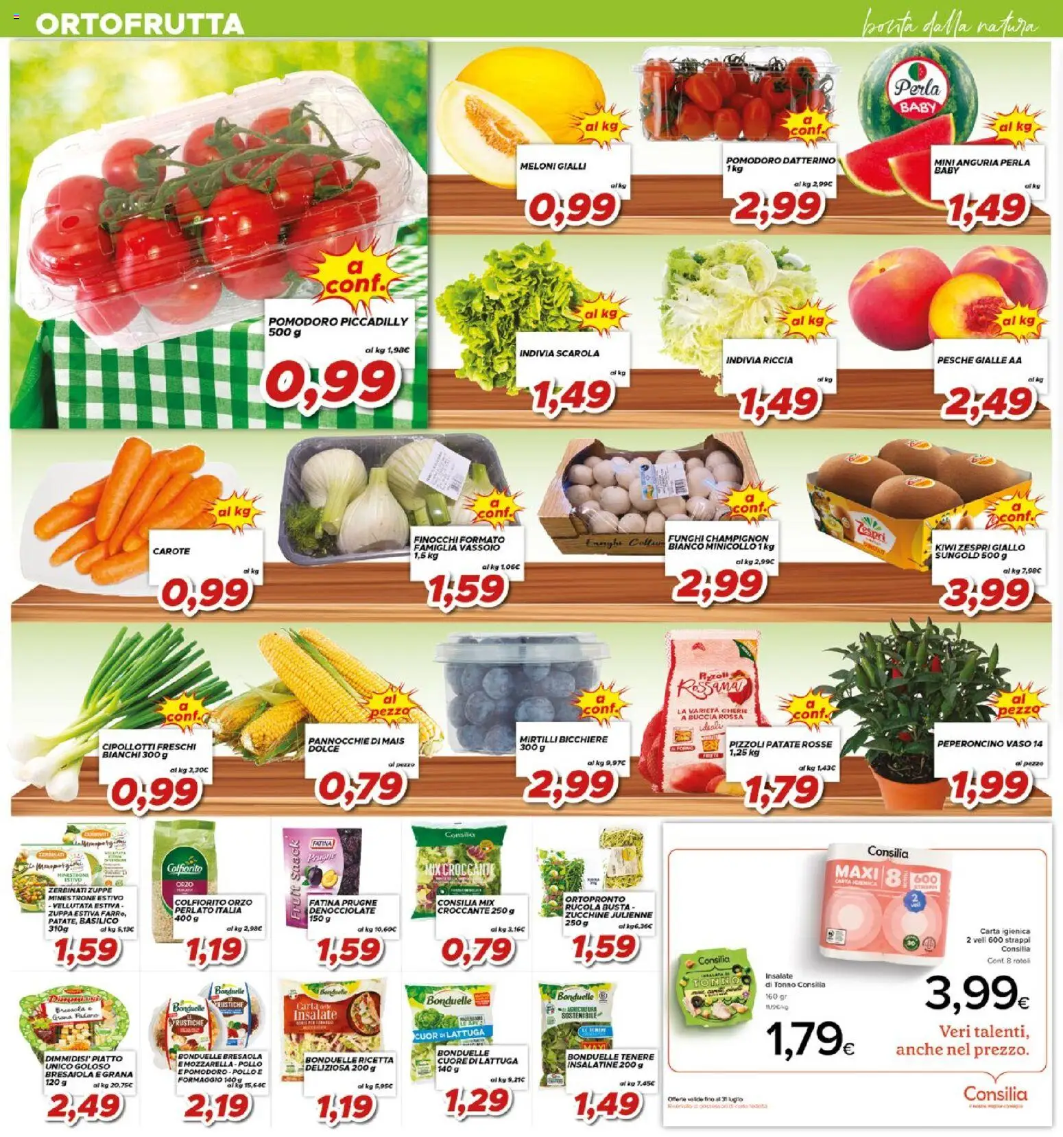 Volantino Ma Supermercati del 22/07/2026 | Pagina: 4 | Prodotti: Rucola, Peperoncino, Tonno, Lattuga