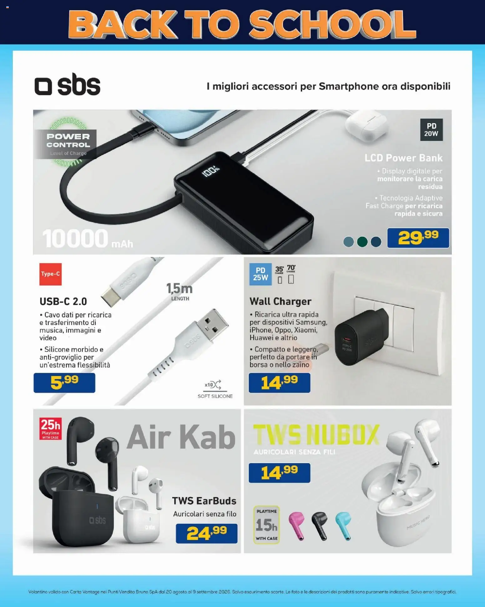 Volantino BRUNO del 20/08/2026 | Pagina: 17 | Prodotti: Power bank, Zaino, Monitorare, Video