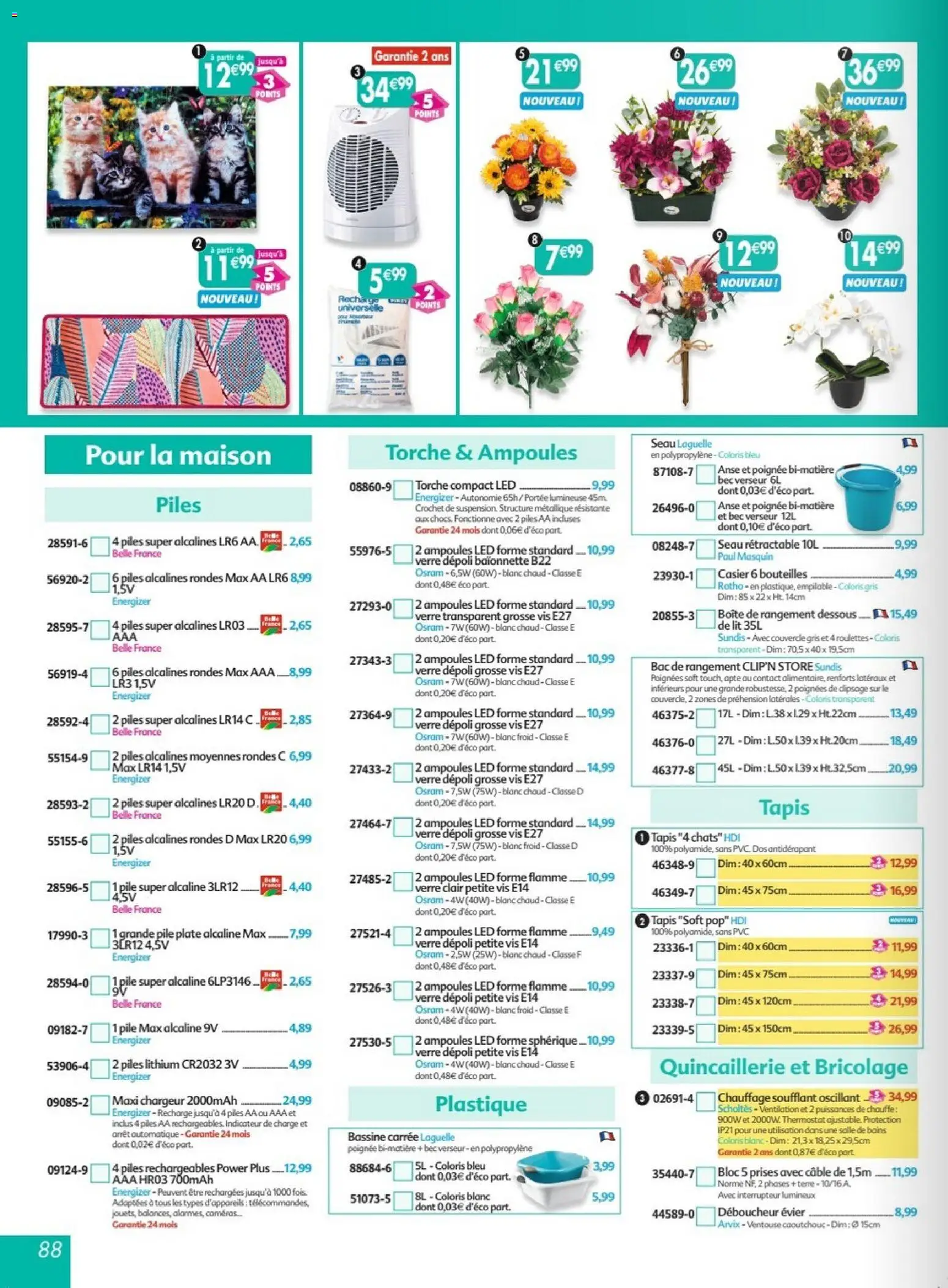 {H1} | Page: 88 | Produits: Ventouse, Poignées, Tapis, Boîte de rangement