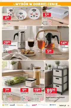 Pogląd oferty "E.Leclerc gazetka" - ważna od 19.05.2026 | Strona: 33 | Produkty: Szklanka, Dzbanek, Kawiarka, Regał
