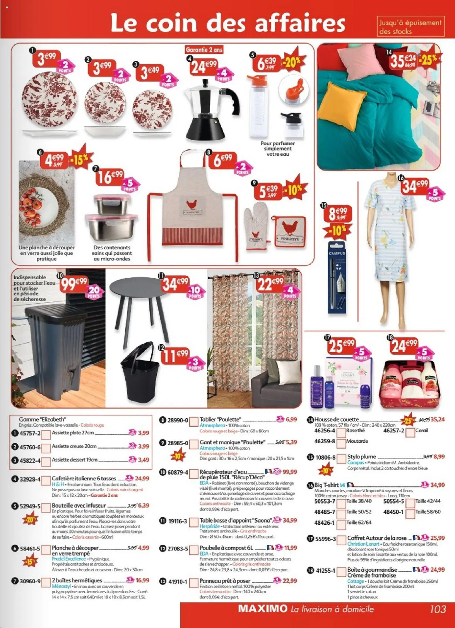 {H1} | Page: 103 | Produits: Cafetière, Déodorant, Douche, Moutarde
