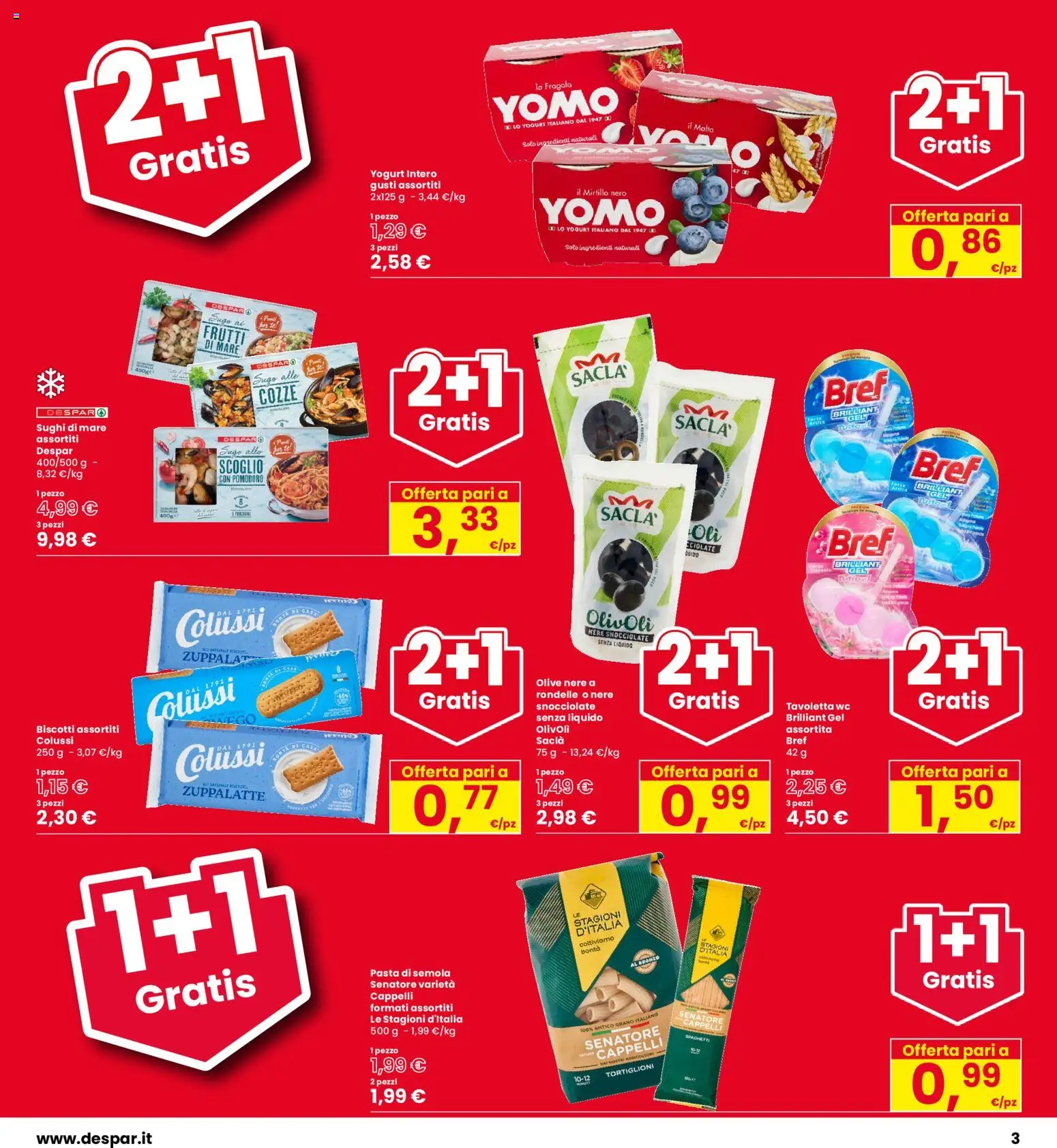 Volantino Eurospar del 08/10/2026 | Pagina: 3 | Prodotti: Tortiglioni, Frutti di mare, Pomodoro, Tavoletta