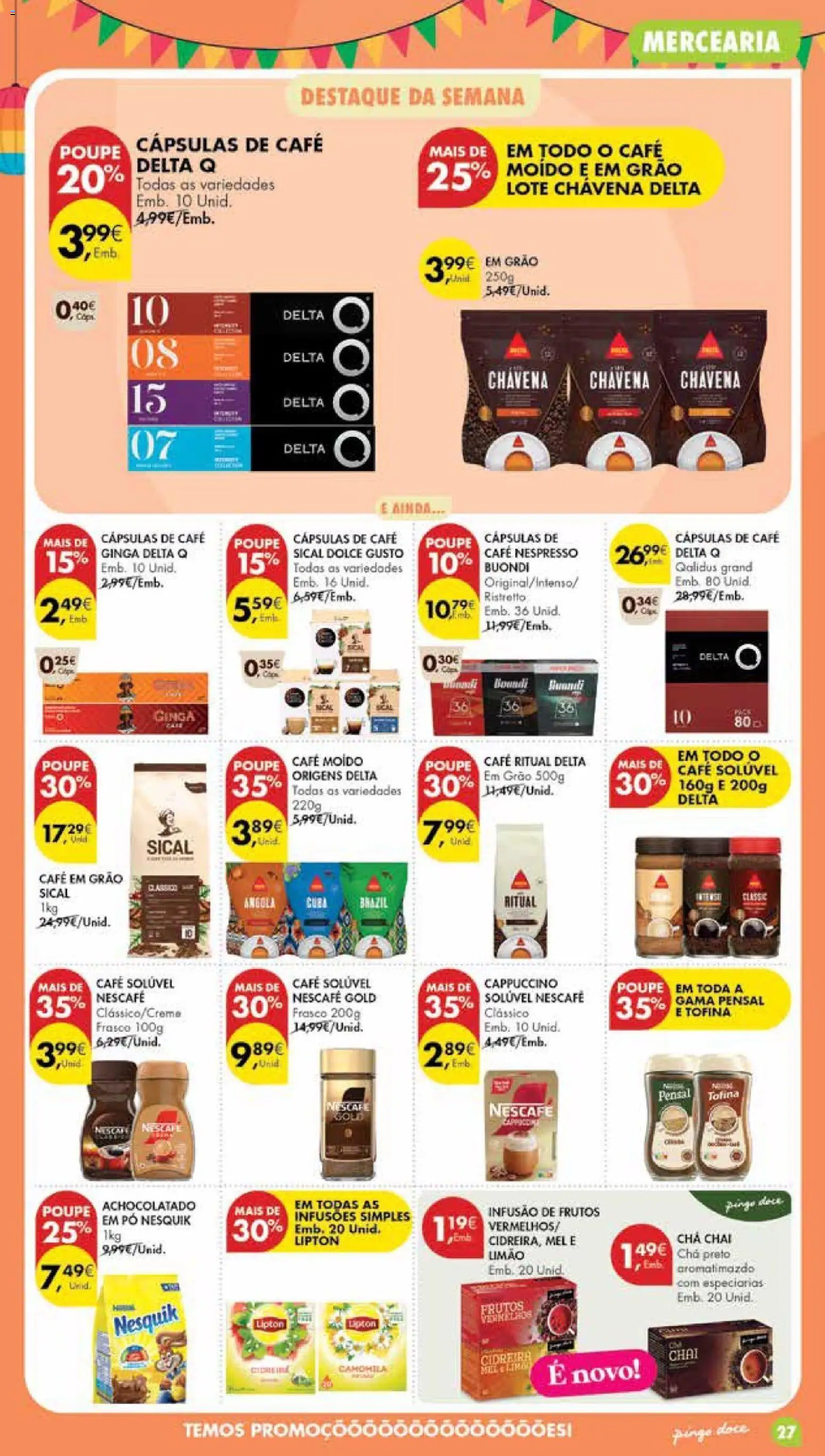 Pingo Doce Poupe Esta Semana Madeira │ válido de 09.06.2026 | Página: 27 | Produtos: Pó, Nespresso, Chá, Dolce gusto