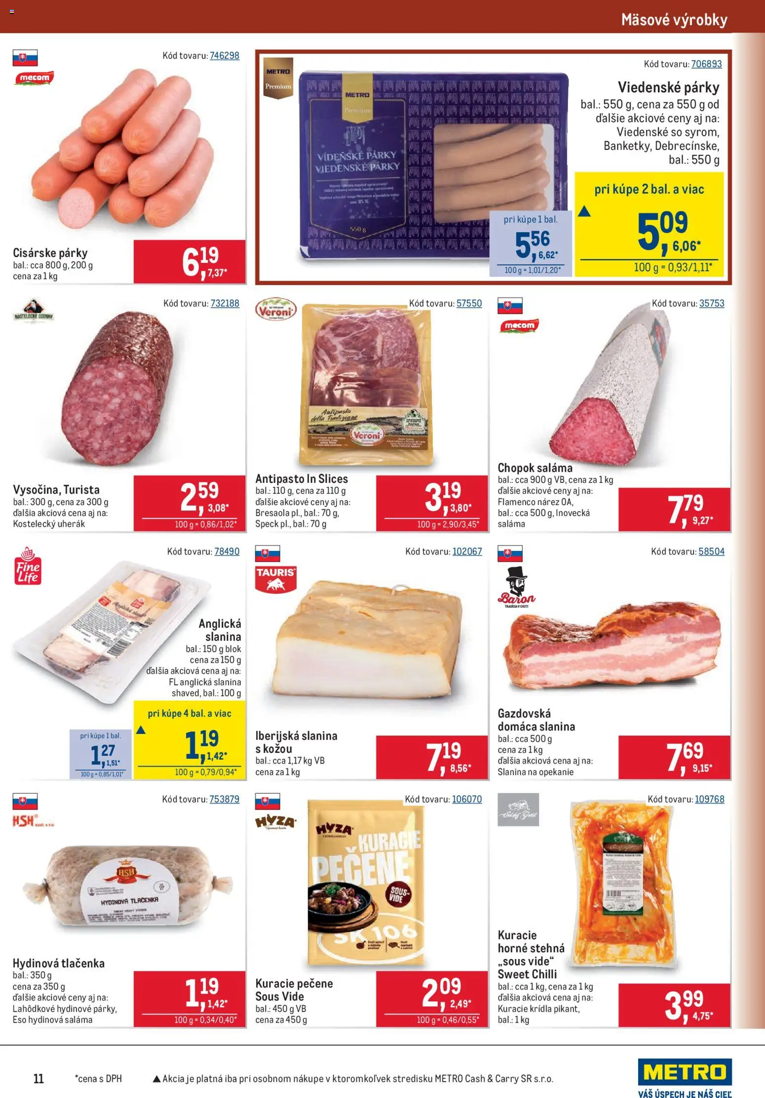 Nové Metro akcie – leták je platný od 07.10.2026 | Strana: 11 | Produkty: Saláma, Anglická slanina, Chilli, Kuracie krídla