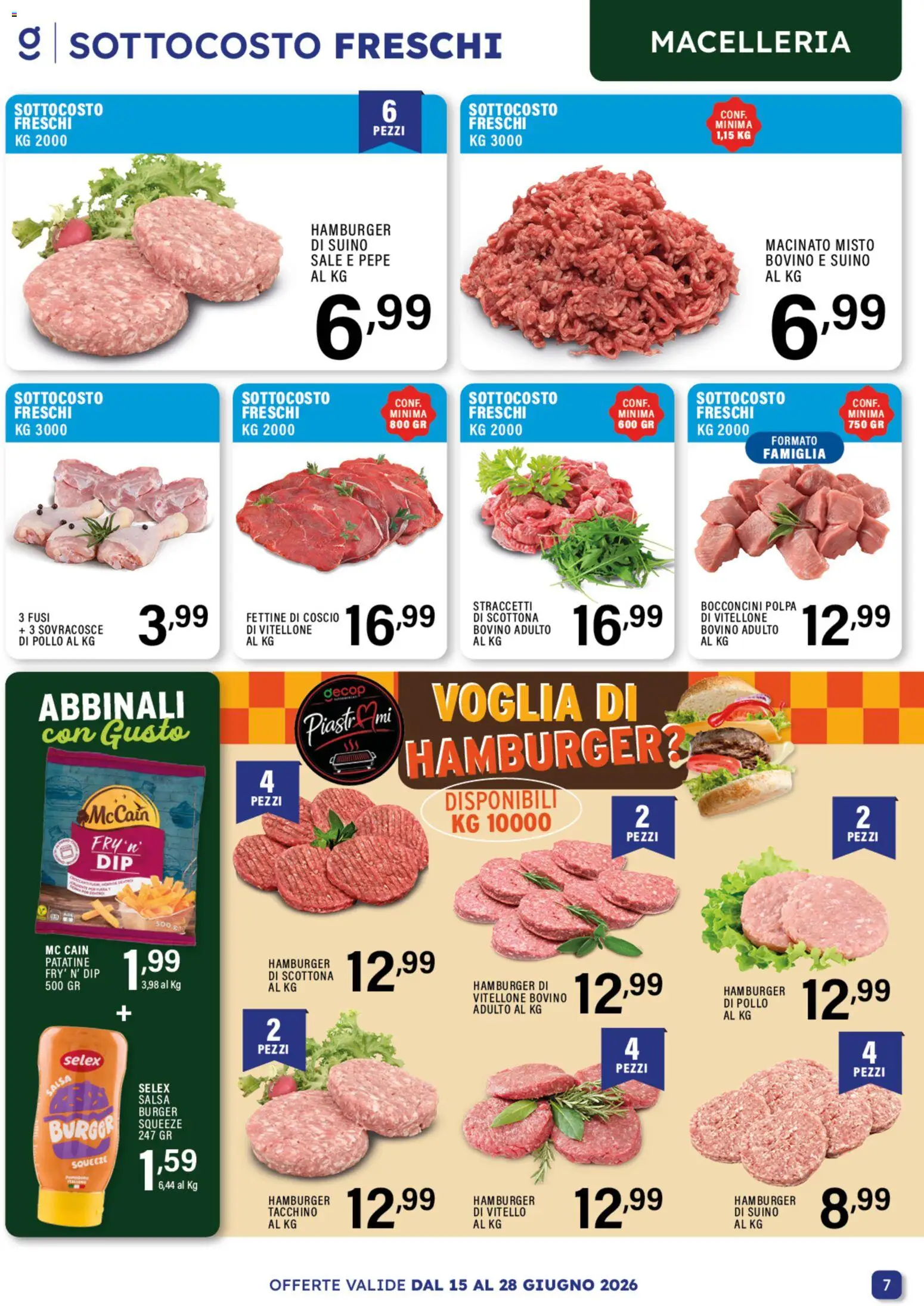 Volantino GECOP del 15.06.2026 | Pagina: 7 | Prodotti: Pollo, Patatine, Hamburger, Macinato