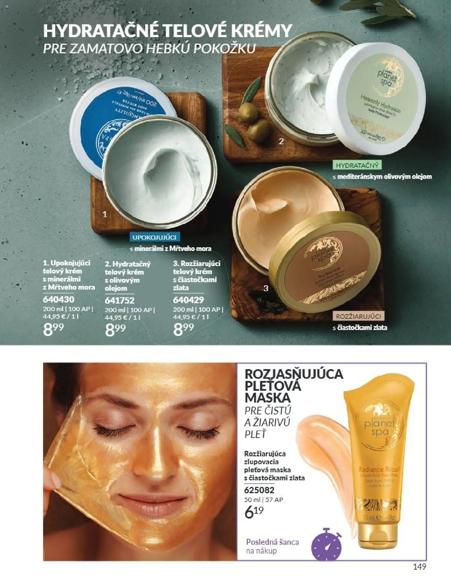 Nové Avon akcie – leták je platný od 01.08.2026 | Strana: 149 | Produkty: Maska, Telový krém, Krém