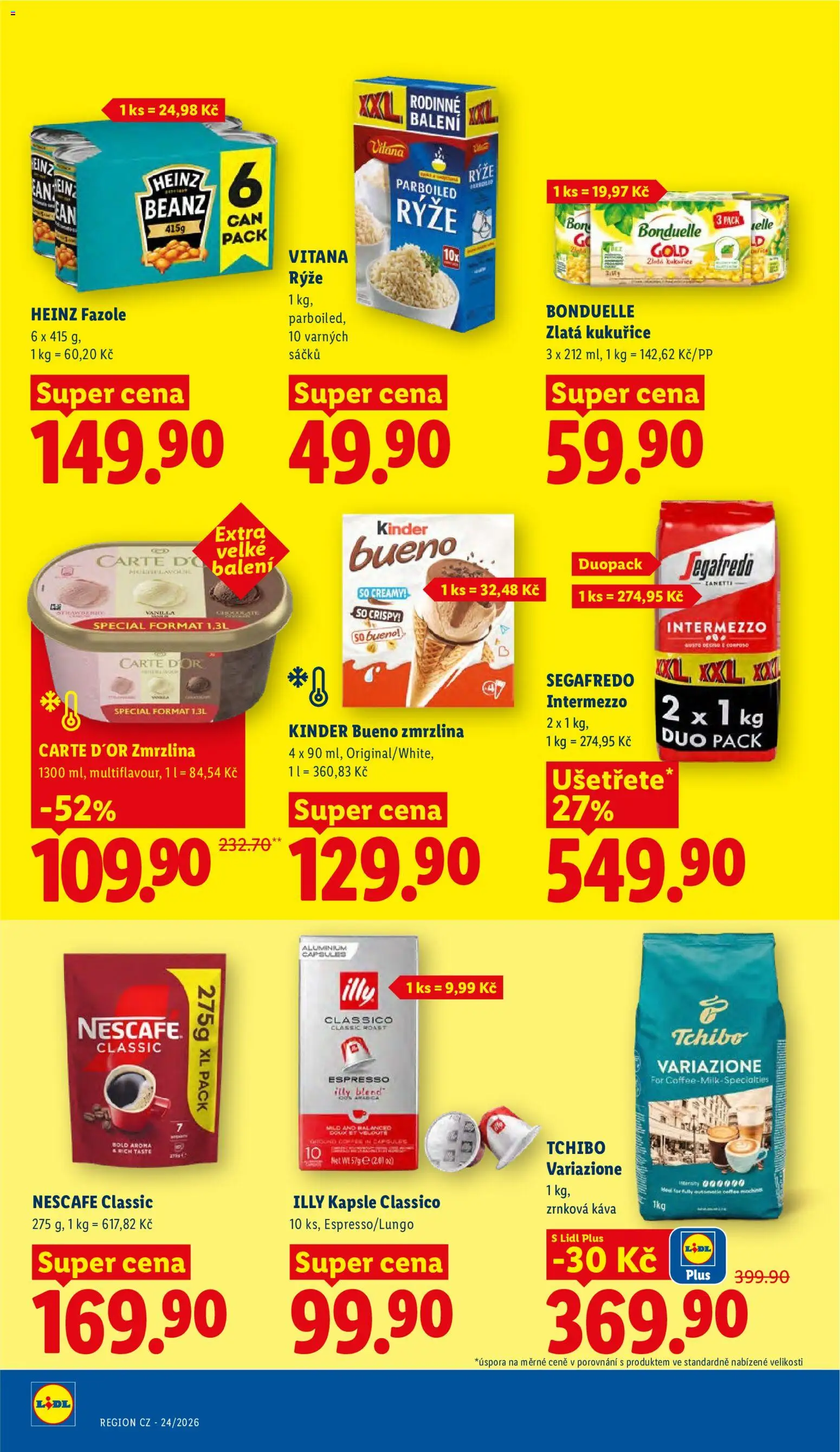 Lidl leták od 11.06.2026 | Strana: 24 | Produkty: Kinder Bueno Zmrzlina, Rýže, Tchibo, Carte d'or