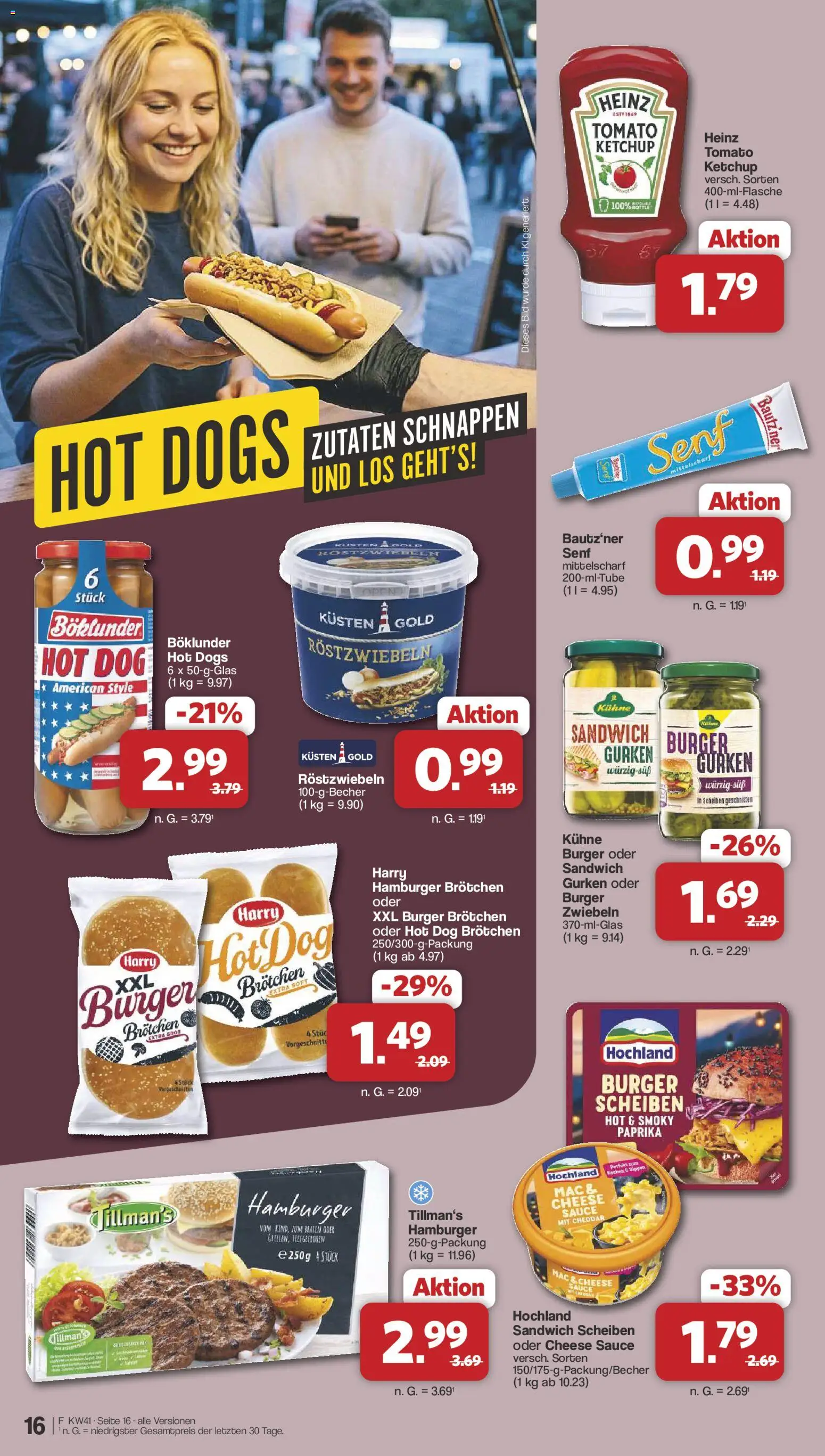 Famila Nordwest Prospekt – gültig ab 05.10.2026 | Seite: 16 | Produkte: Burger, Zwiebeln, Paprika, Gurken