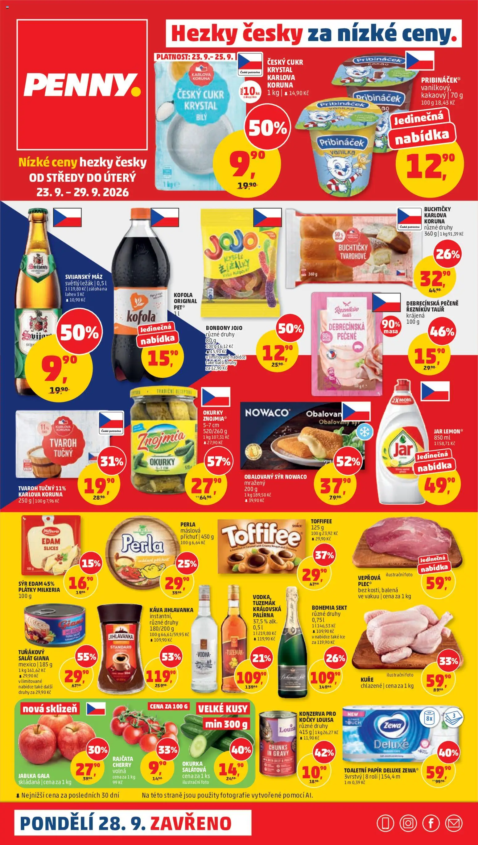 Penny Market leták od 23.09.2026 | Strana: 1 | Produkty: Svijanský Máz, Obalovaný sýr, Talíř, Vepřová plec