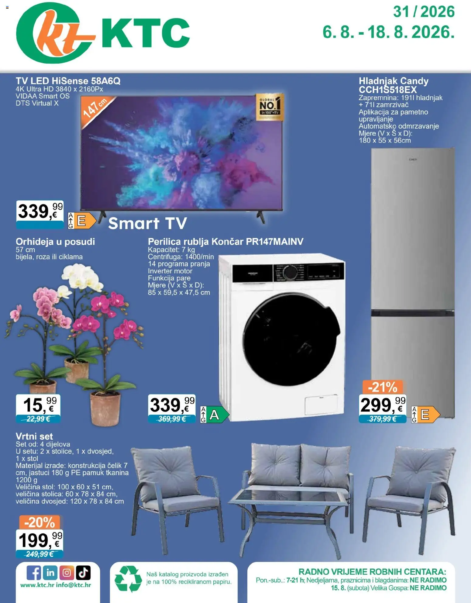 KTC katalog | vrijedi od 06.08.2026 | Stranica: 1 | Proizvodi: Stol, Stolica, Perilica rublja, Dvosjed