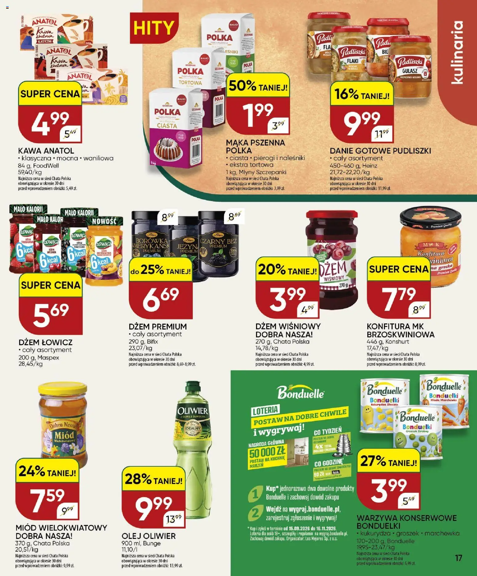 Chata Polska gazetka od 22.10.2026 | Strona: 17 | Produkty: Pierogi, Dżem, Marchewka, Warzywa