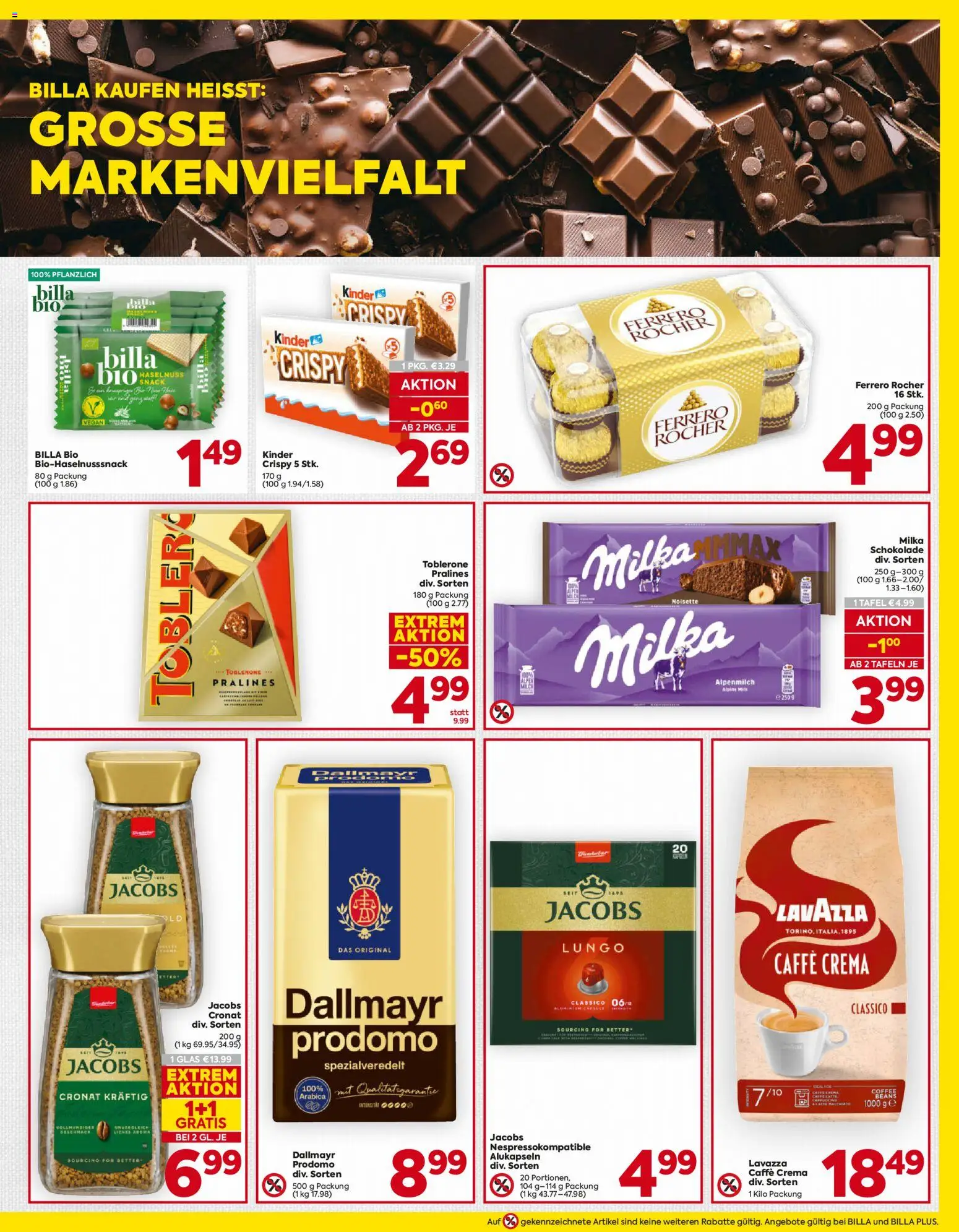 Billa AT akciós ujság - amely érvényes a következő dátumtól: 2026.10.01. | Oldal: 13 | Termékek: Milka, Lavazza, Vegán, Kinder
