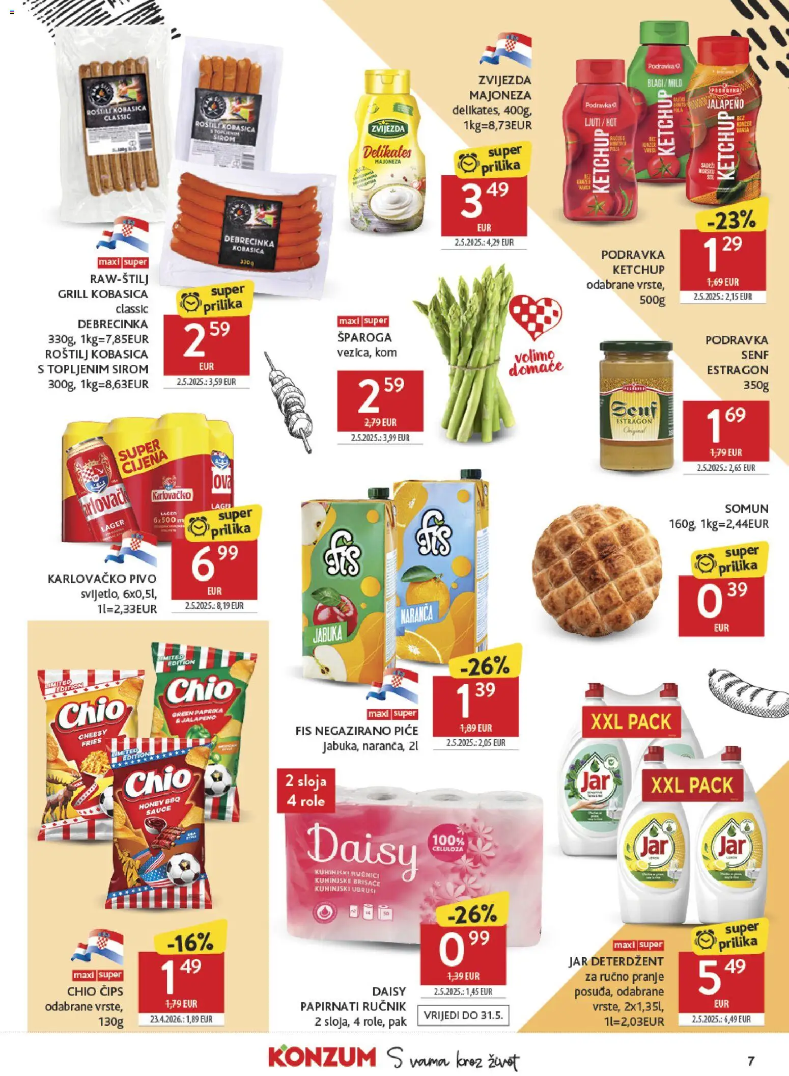 Konzum katalog | vrijedi od 20.05.2026 | Stranica: 7 | Proizvodi: Roštilj, Somun, Jar, Jabuka