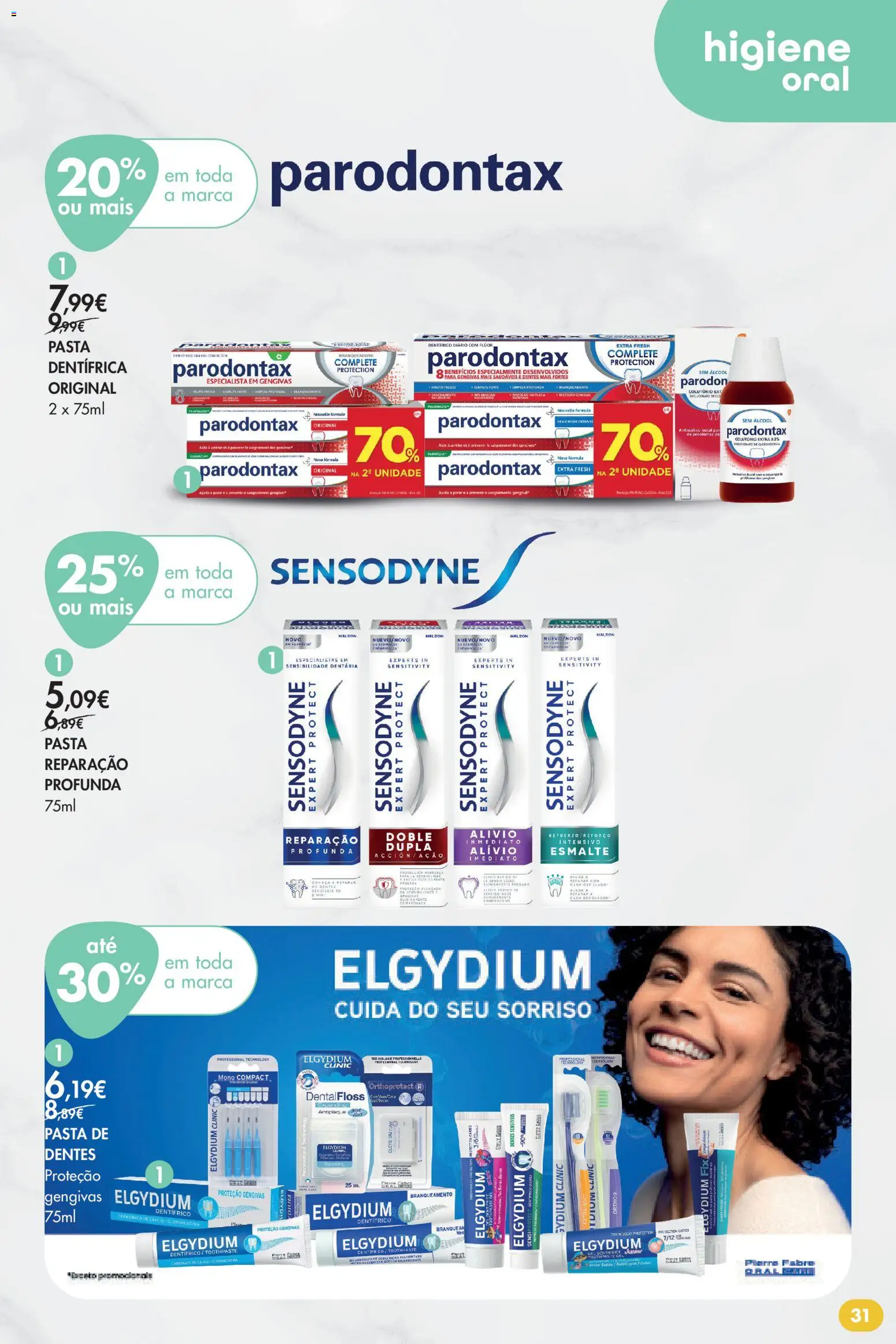 Pingo Doce folheto Bem Estar Verão 2 Lojas Madeira │ válido de 14/07/2026 | Página: 31 | Produtos: Higiene oral, Pasta de dentes, Cálcio, Álcool