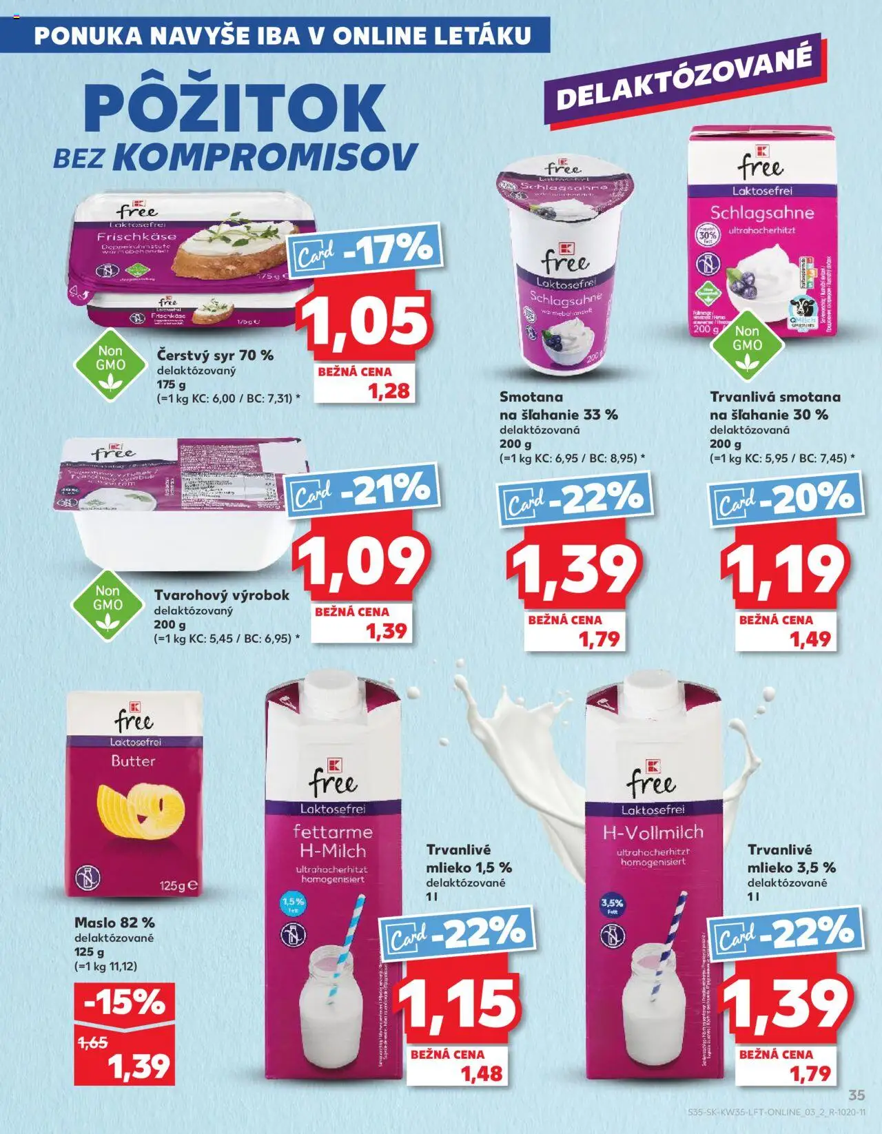 Nové Kaufland akcie – leták je platný od 28.08.2025 | Strana: 35 | Produkty: Mlieko, Syr, Trvanlivá smotana, Smotana na šľahanie
