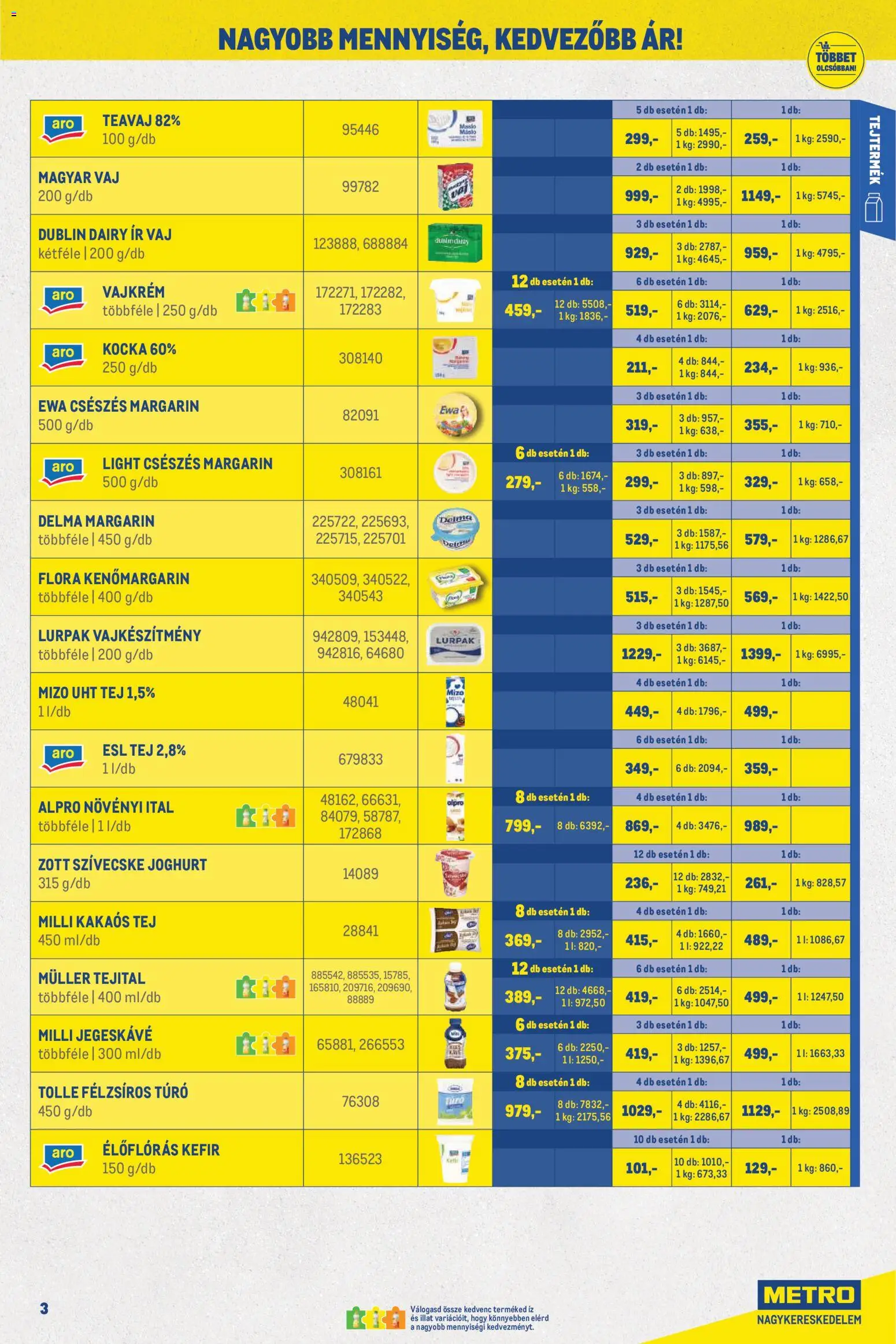 Metro akciós ujság - amely érvényes a következő dátumtól: 02.05.2026 | Oldal: 3 | Termékek: Alpro, Vaj, Joghurt, Vajkrém