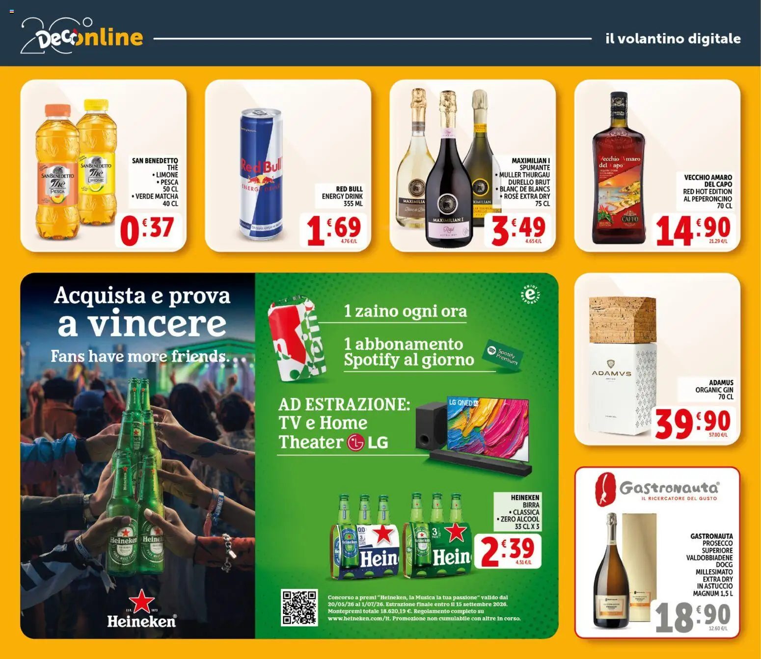 Volantino Decò del 20.05.2026 | Pagina: 34 | Prodotti: Prosecco, Pesca, Spumante, Amaro
