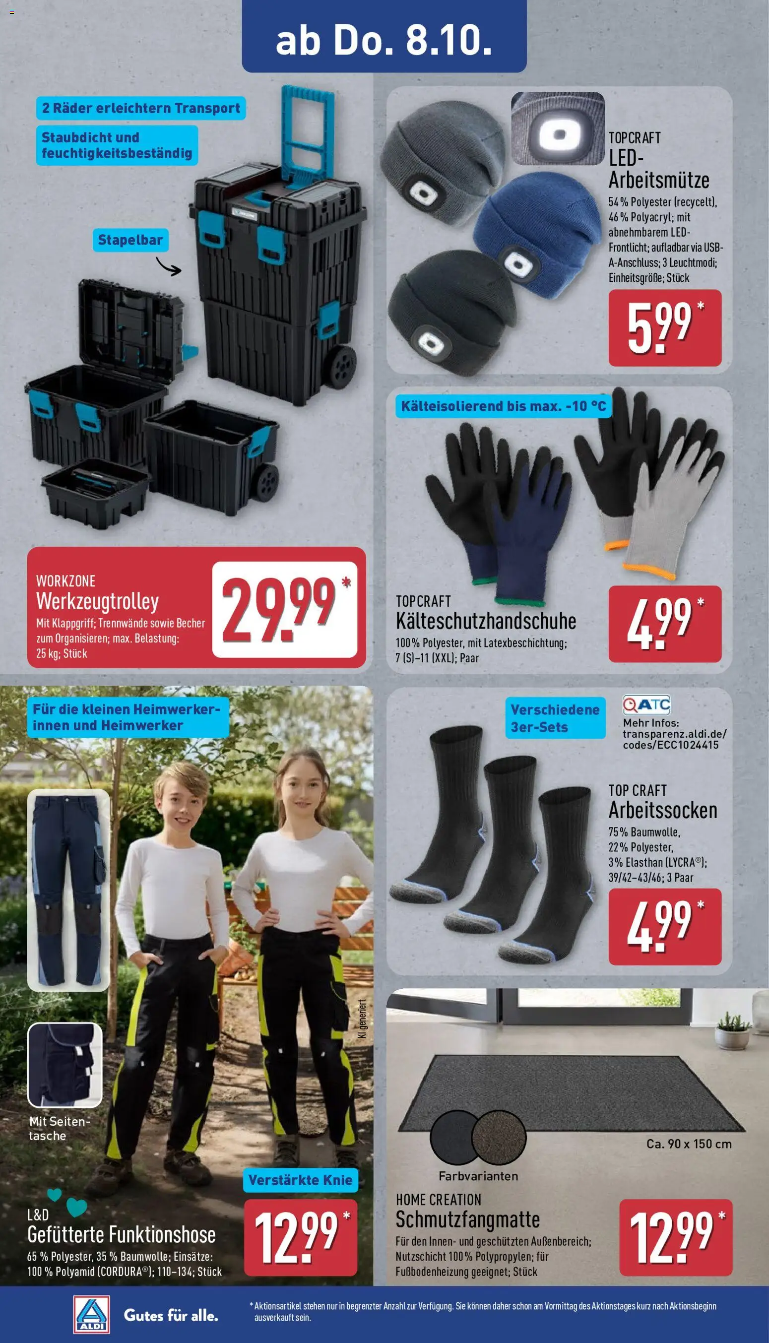 Aldi Prospekt – gültig ab 05.10.2026 | Seite: 8 | Produkte: Top, Tasche, Schmutzfangmatte, Home creation