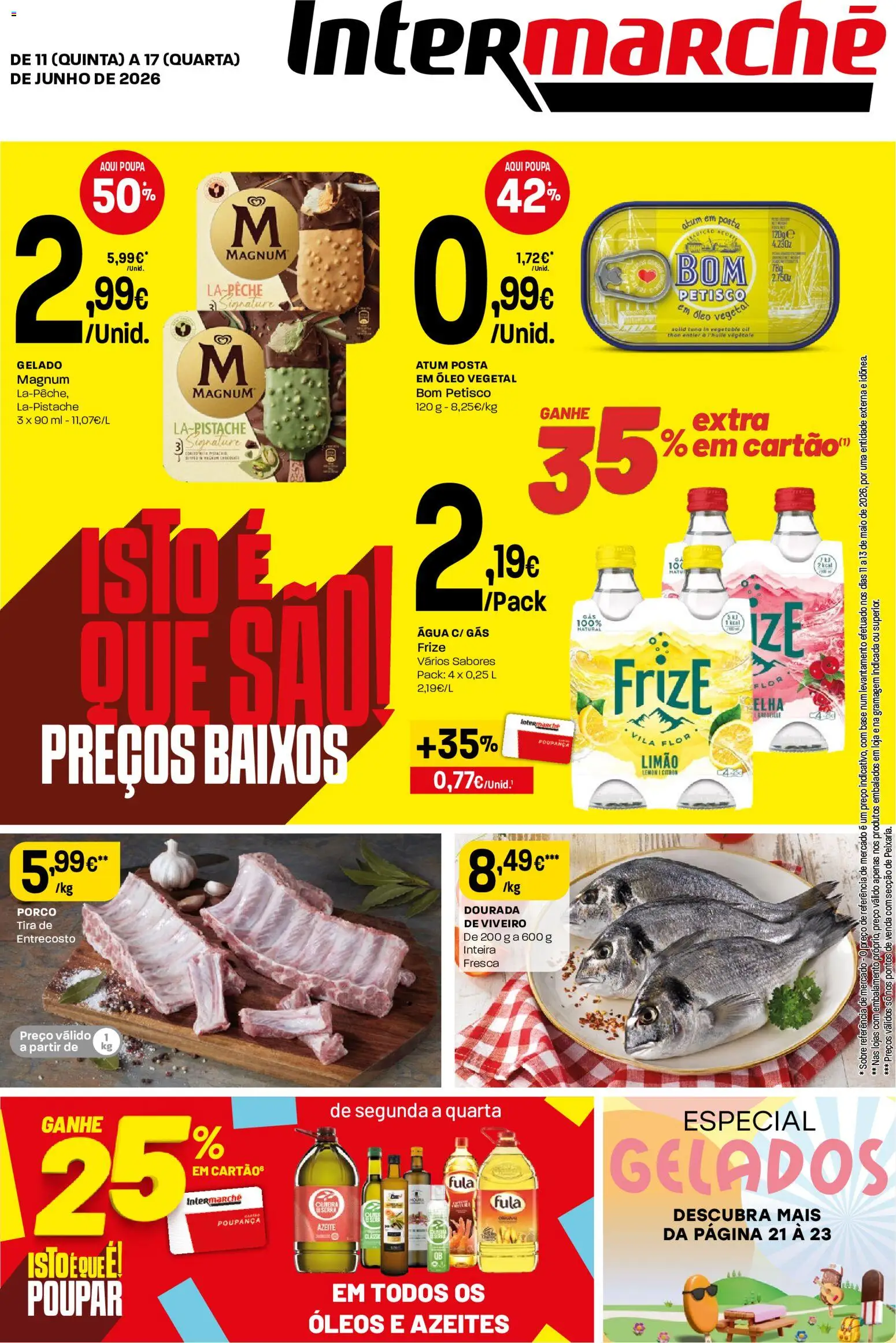 Intermarché Folheto Contact │ válido de 11.06.2026 | Página: 1 | Produtos: Agua, Atum, Azeite, Gelado