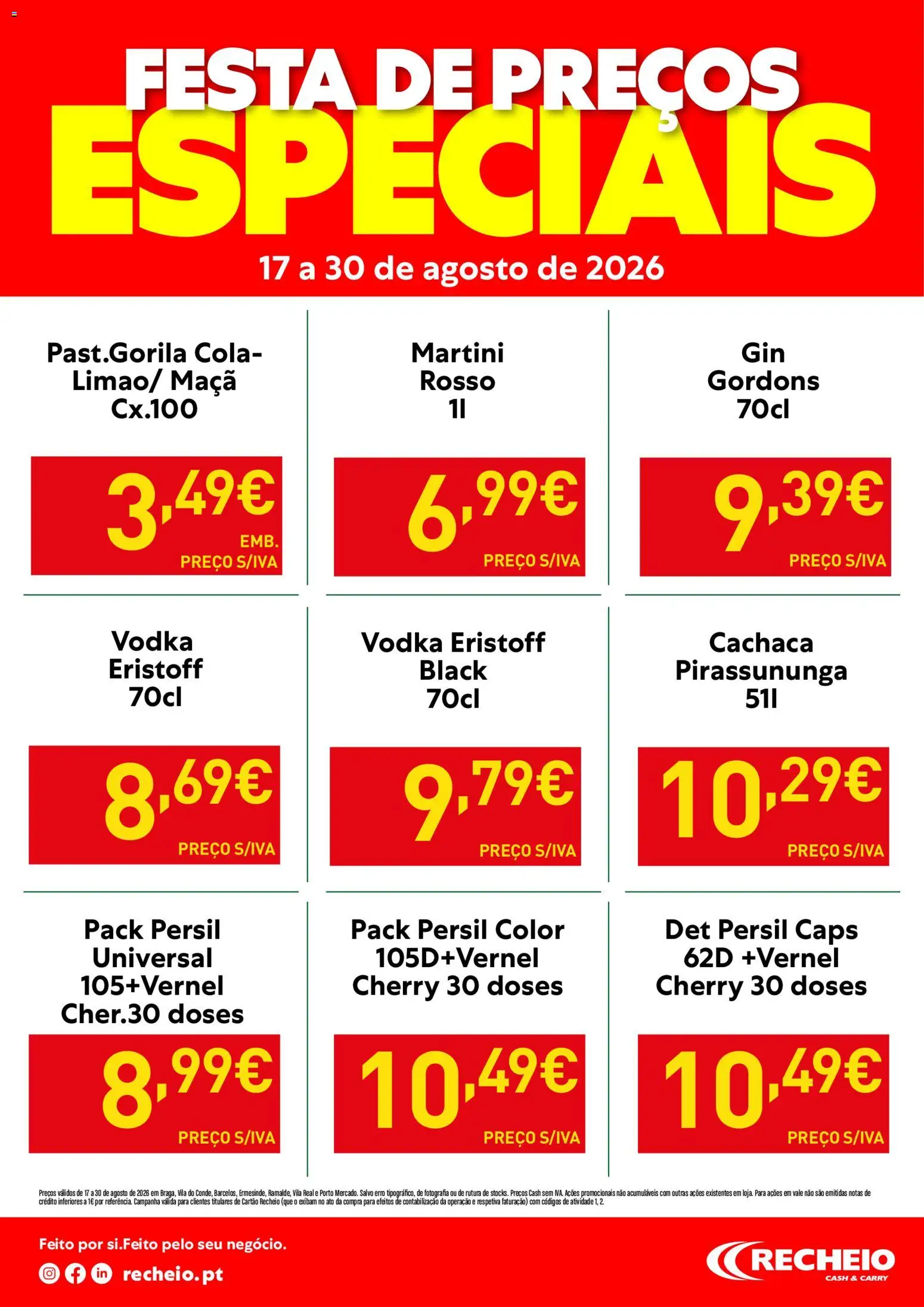 Recheio - Festa de Preços Especiais │ válido de 17/08/2026 | Página: 2 | Produtos: Cachaça, Maça, Persil, Vodka
