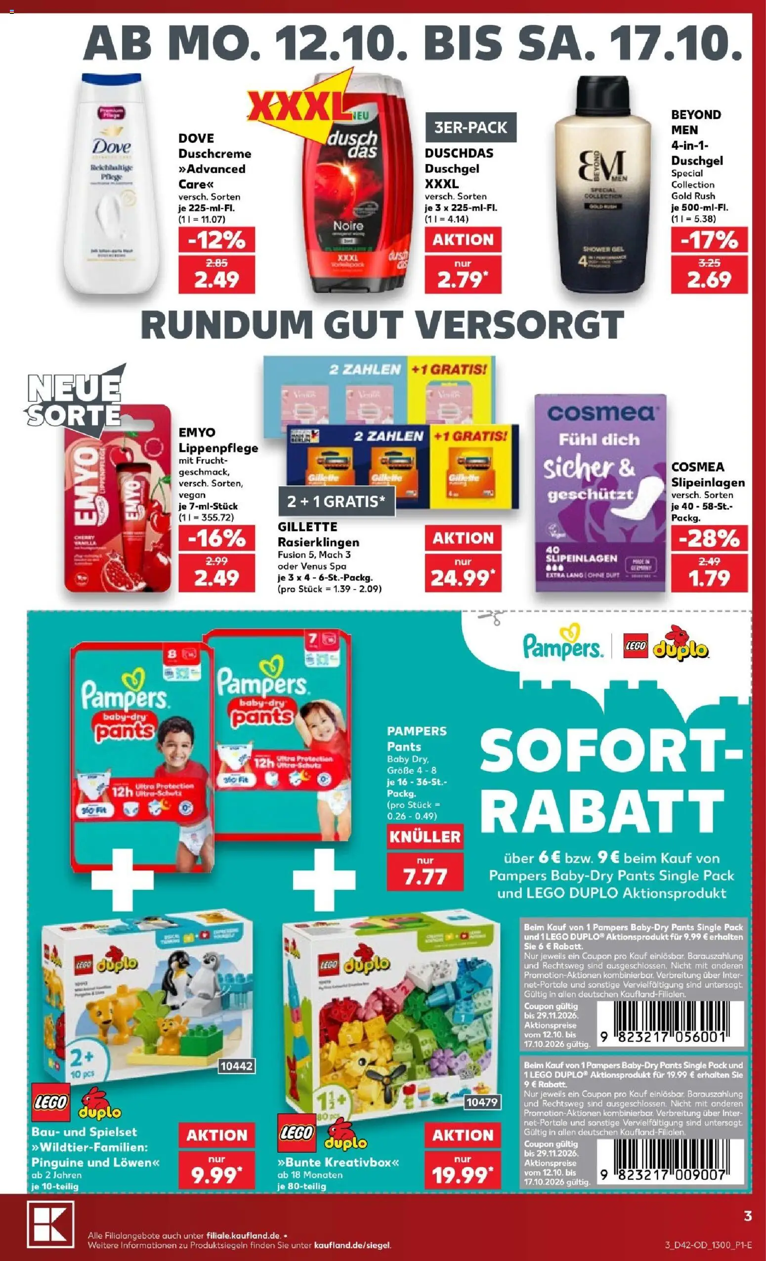 Kaufland Prospekt Potsdam – gültig ab 12.10.2026 | Seite: 3 | Produkte: Pampers, Duschgel, Duschdas, Duschcreme