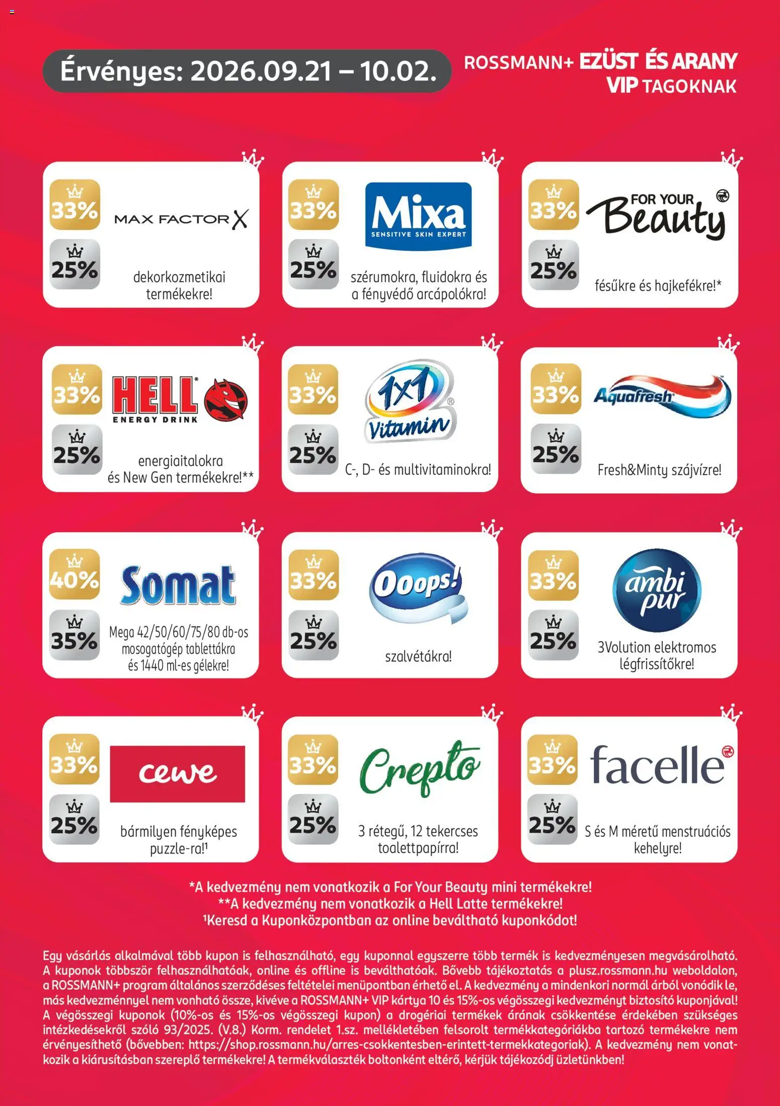 Rossmann akciós ujság - amely érvényes a következő dátumtól: 2026.09.21. | Oldal: 3 | Termékek: Mosogatógép, Energy drink, Max Factor, Fényvédő