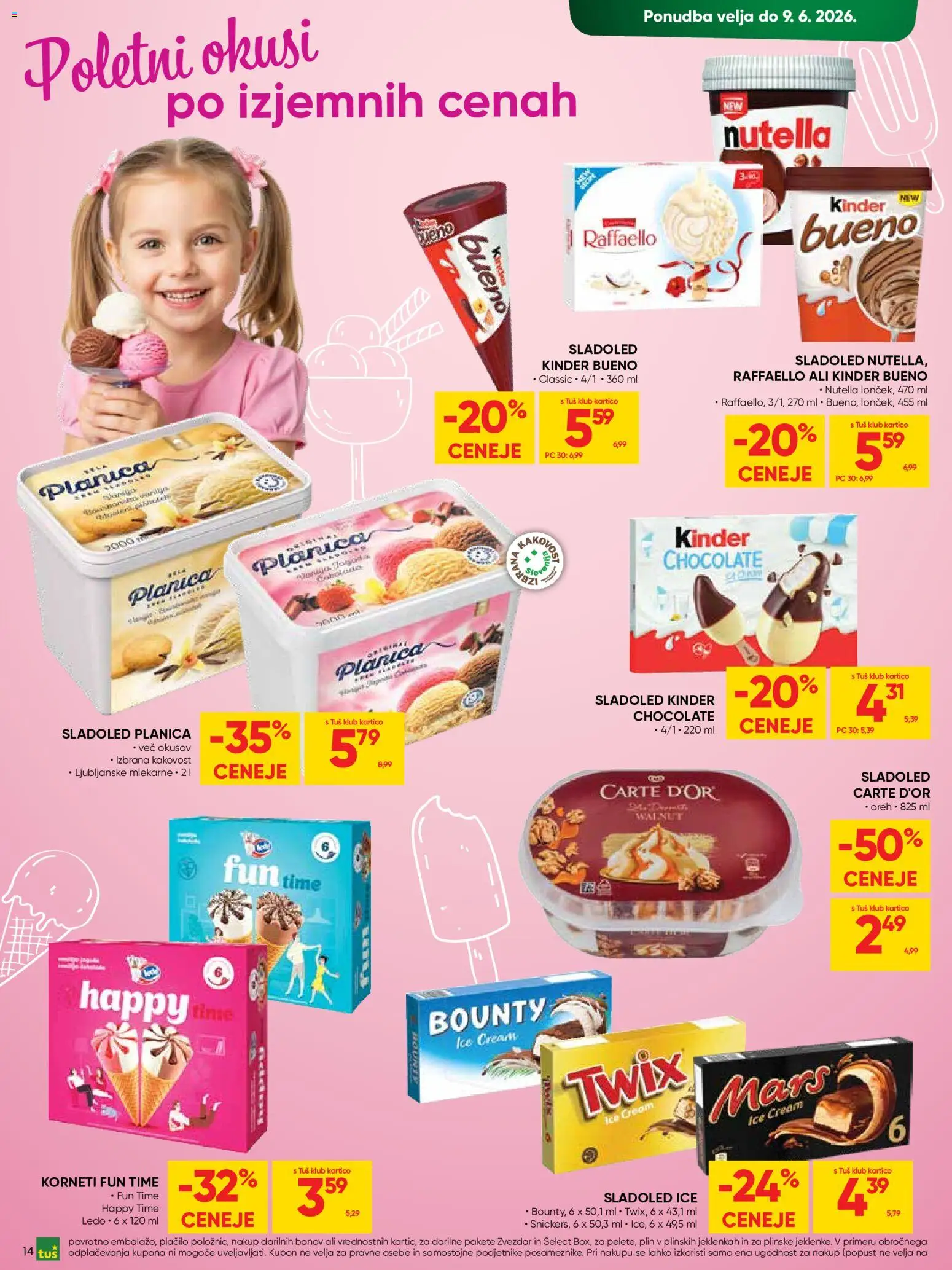 Novi Tuš katalog ponudbe – veljaven od 27.05.2026 | Stran: 14 | Izdelki: Sladoled
