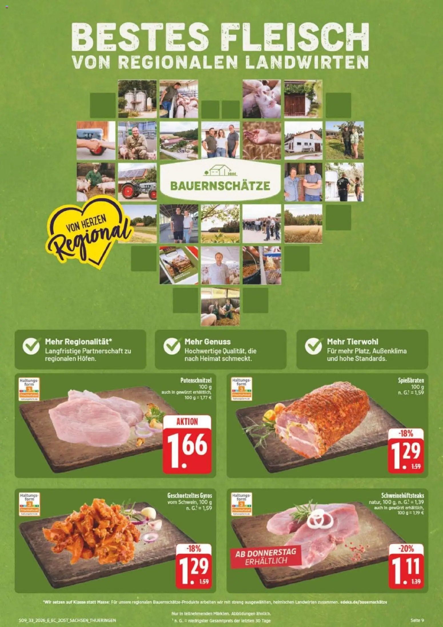 Edeka Prospekt Leipzig – gültig ab 10.08.2026 | Seite: 13 | Produkte: Gyros, Putenschnitzel, Fleisch