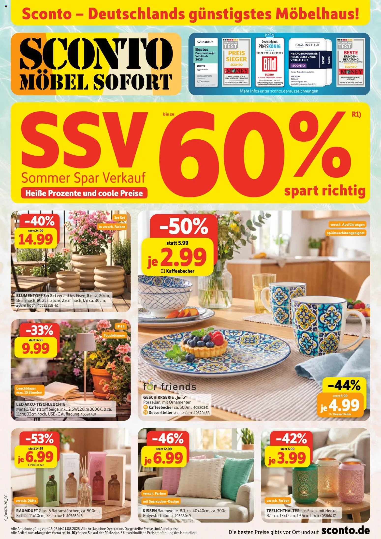 Sconto Spezialprospekt – gültig ab 15.07.2026 | Seite: 1 | Produkte: Kissen, Blumentopf