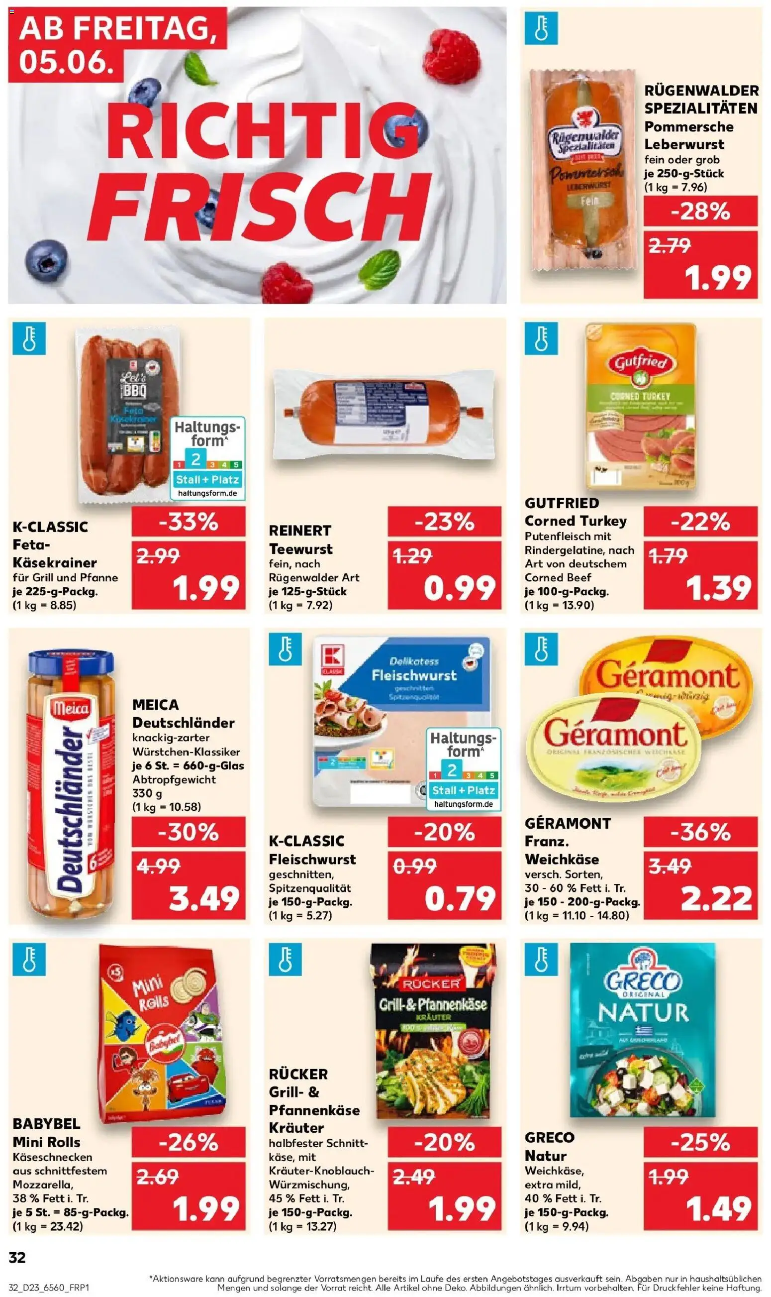 Kaufland Prospekt Kerpen – gültig ab 04.06.2026 | Seite: 32 | Produkte: Grill, Feta, Käsekrainer, Babybel