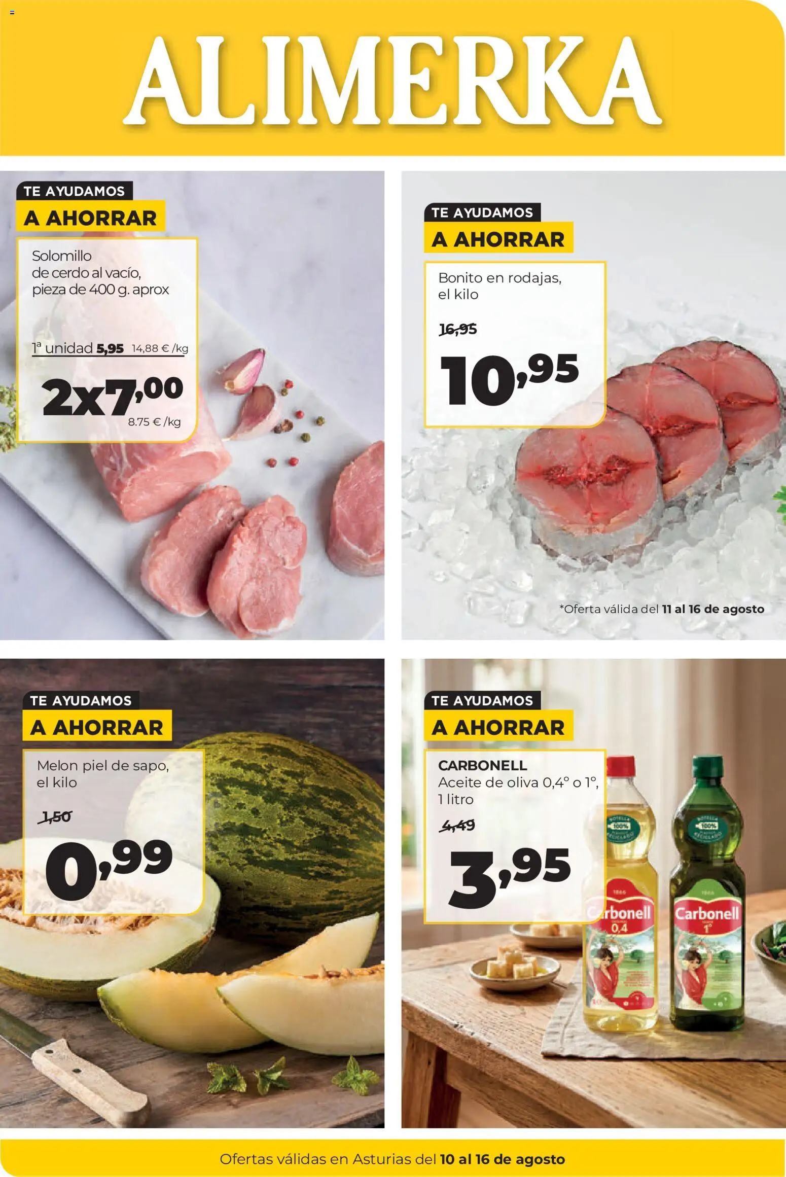 Alimerka folleto │ válido desde el 10/08/2026 | Página: 1 | Productos: Melón, Aceite, Té, Aceite de oliva