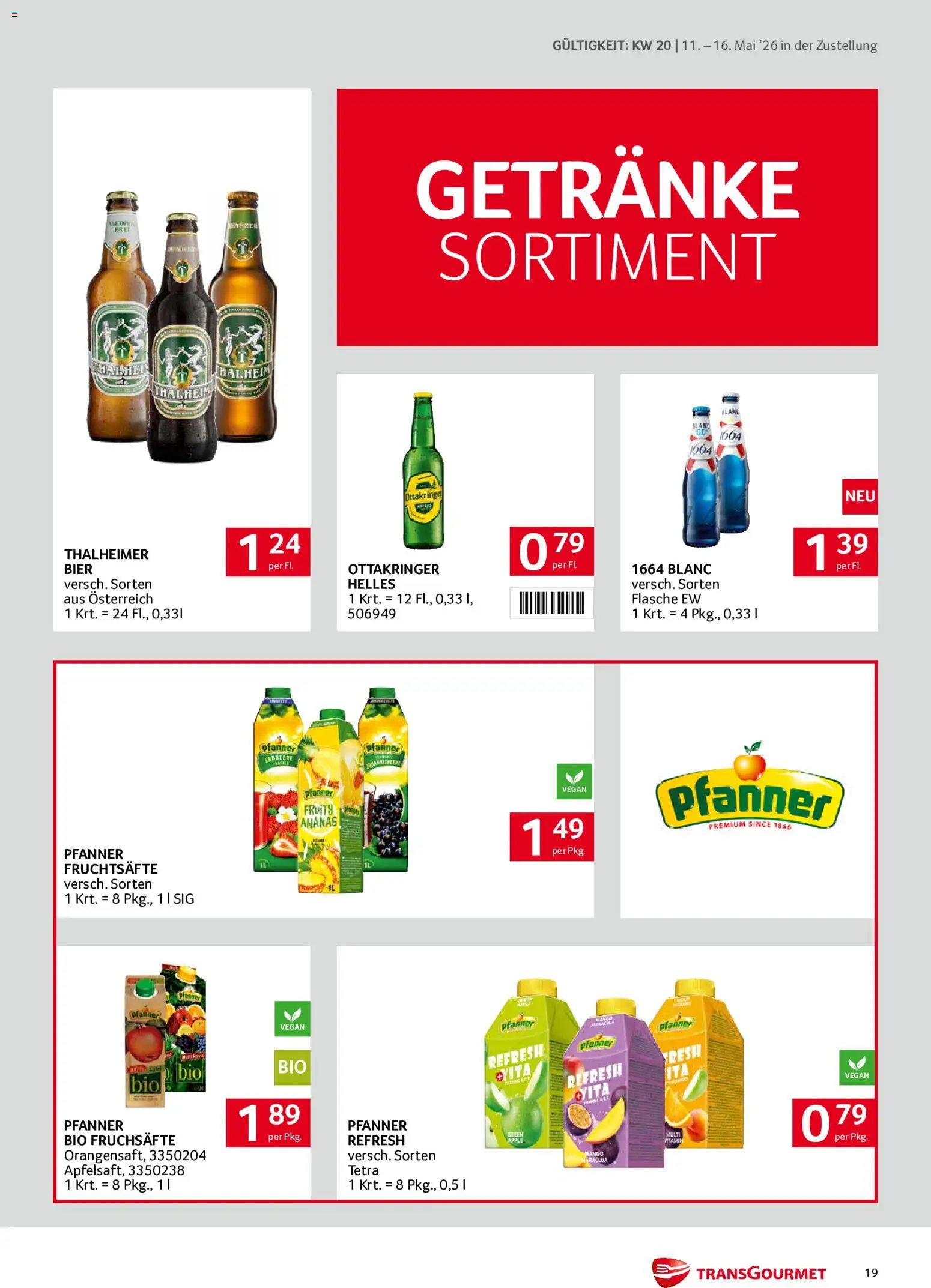 Transgourmet Zustellaktion gültig ab 11.05.2026 | Seite: 19 | Produkte: Mango, Bier, Ananas