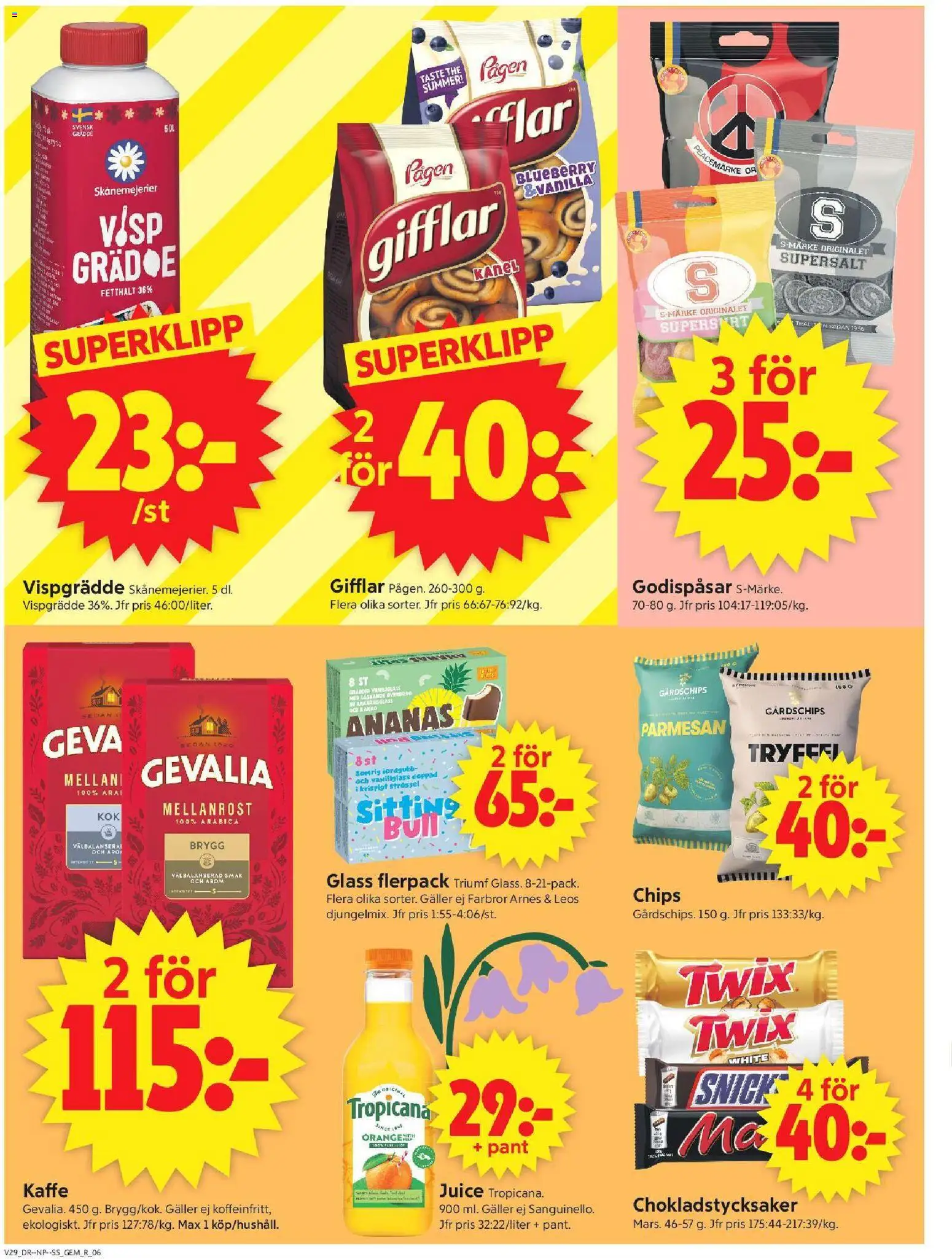 ICA Supermarket reklamblad aktuell från 13/07/2026 | Sida: 8 | Produkter: Gem, Gifflar, Chips, Juice